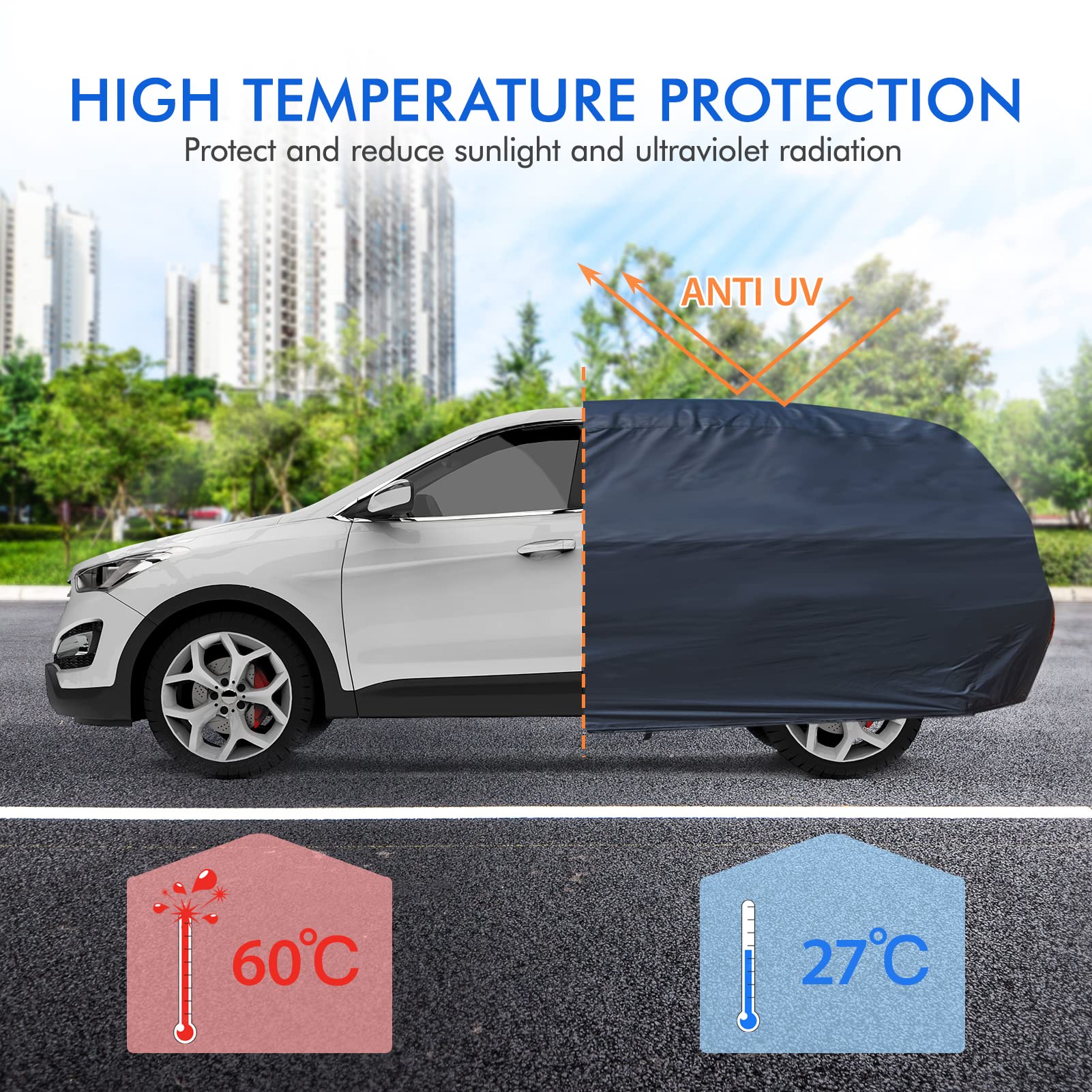 Car Cover Waterproof All Weather For Automobiles, 6 Layers Outdoor Full Exterior Cover Rain Sun Uv Snowproof Protection With Zip