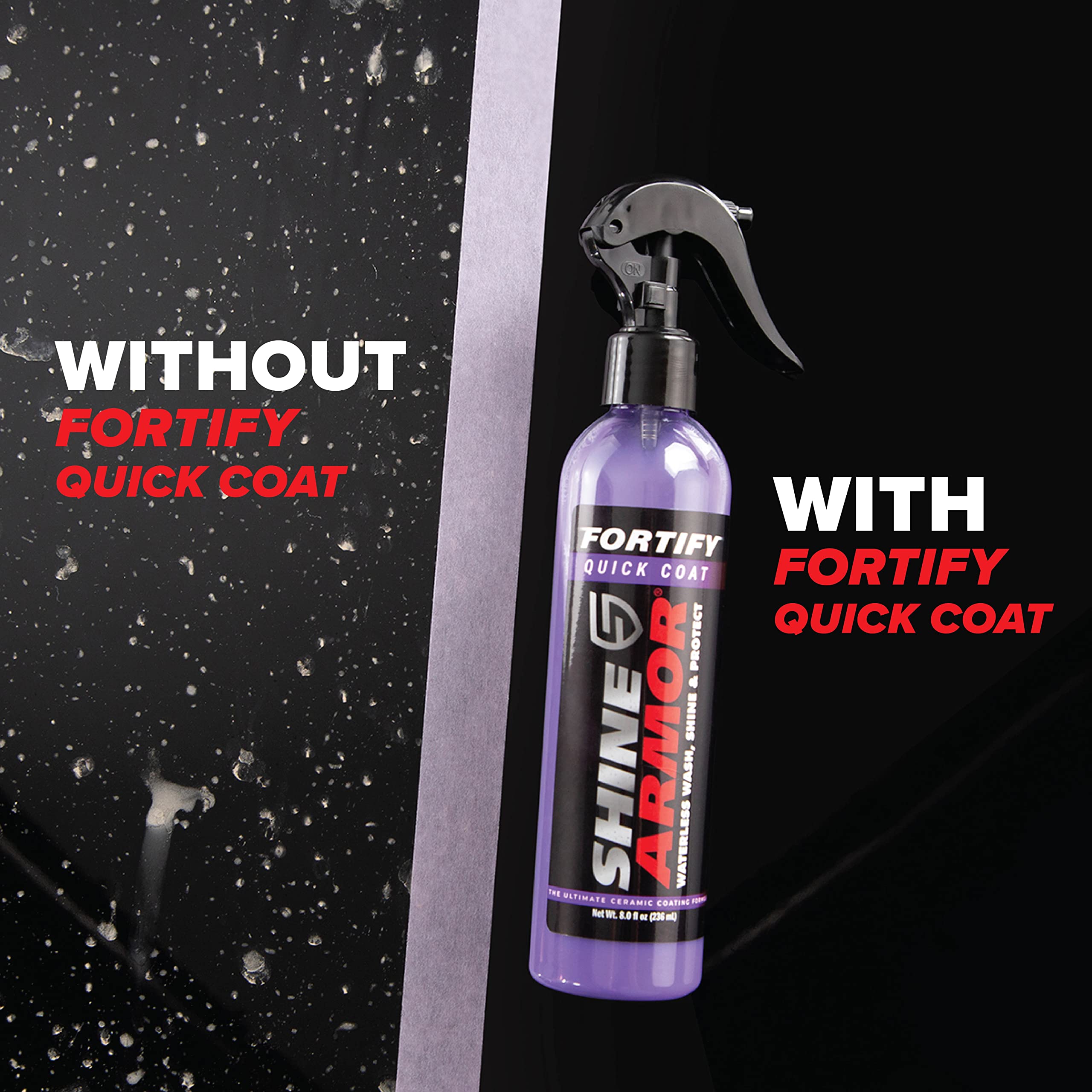 SHINE ARMOR Ceramic Coating Quick Coat Spray, 8 Fl Oz, Violet - Waterless Wash & Wax, Hydrophobic Paint Sealant