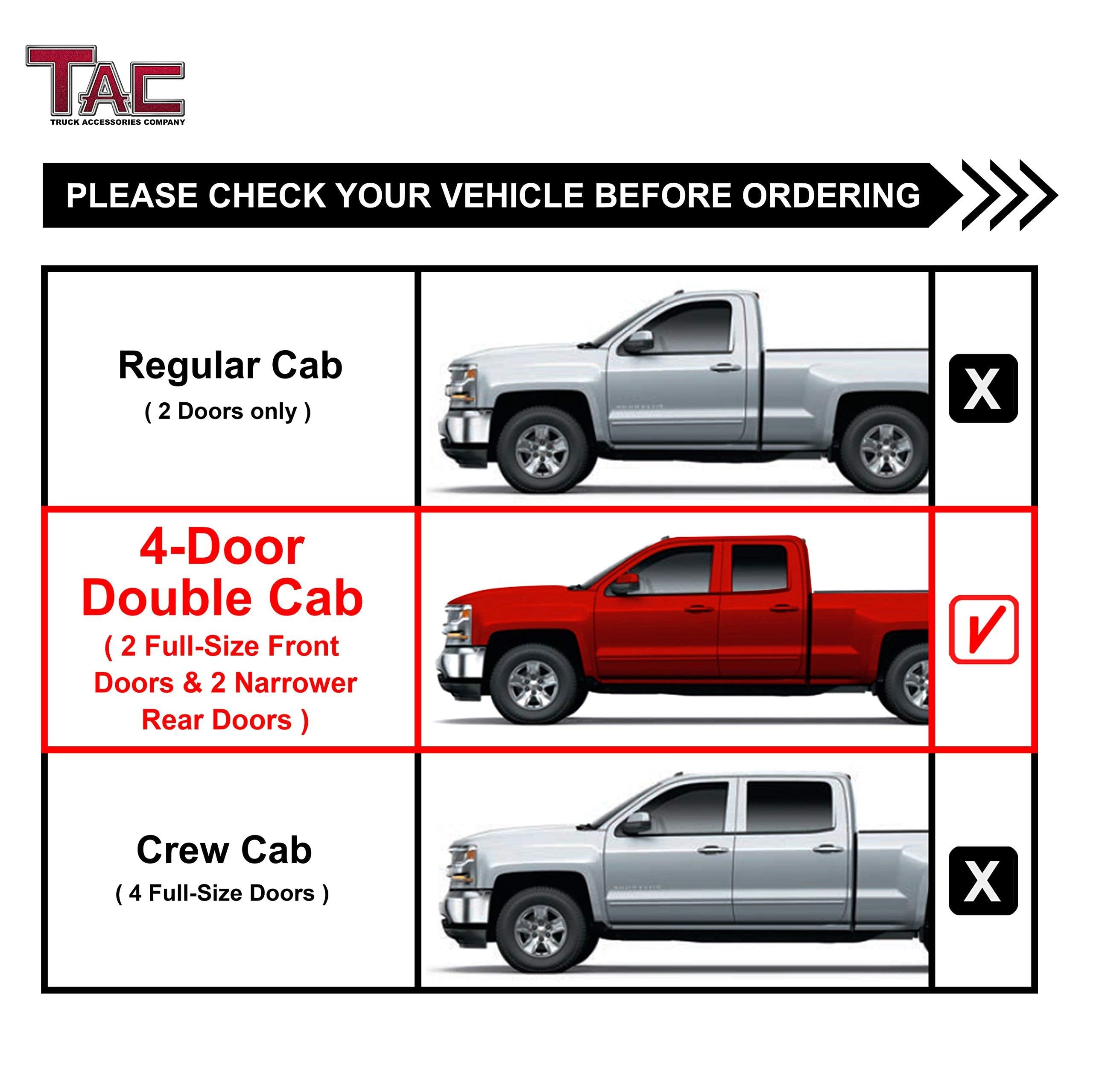 Tac Side Steps Fit Chevy Silverado/Gmc Sierra 1999-2018 1500 & 1999-2019 2500/3500 Extended/Double Cab (Excluding C/K Classic) (