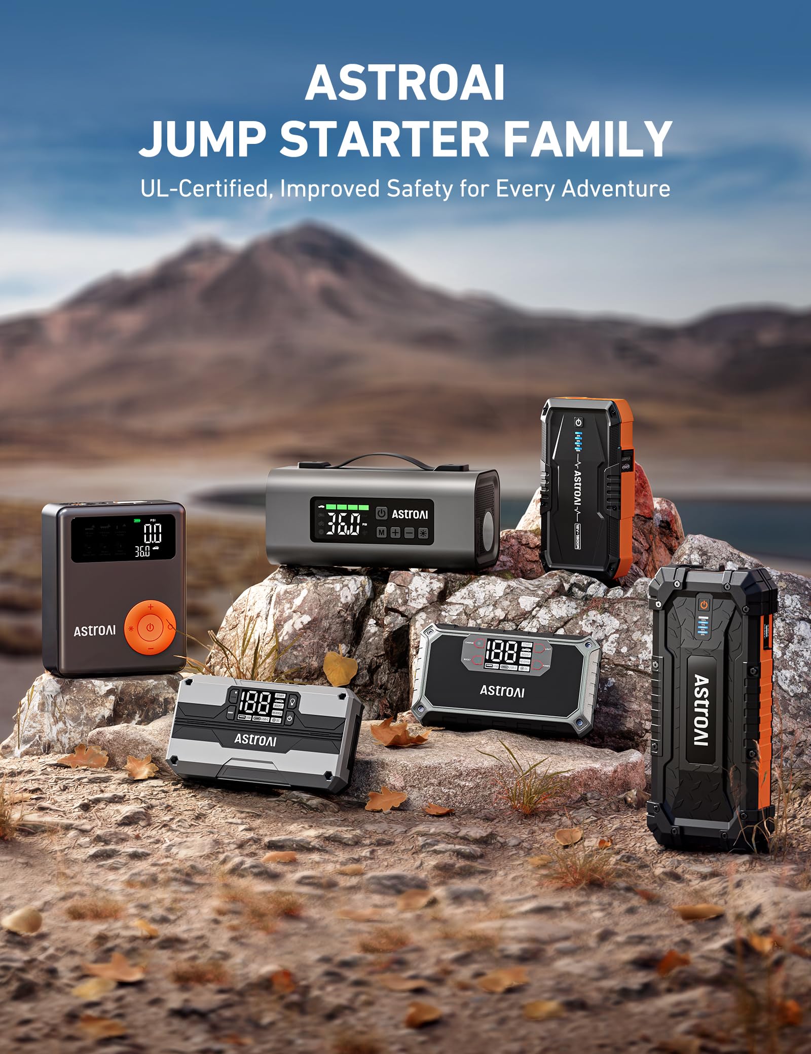 AstroAI Portable Car Jump Starter & Air Compressor 2500A, 150PSI, UL Certified, Grey, Model MF159