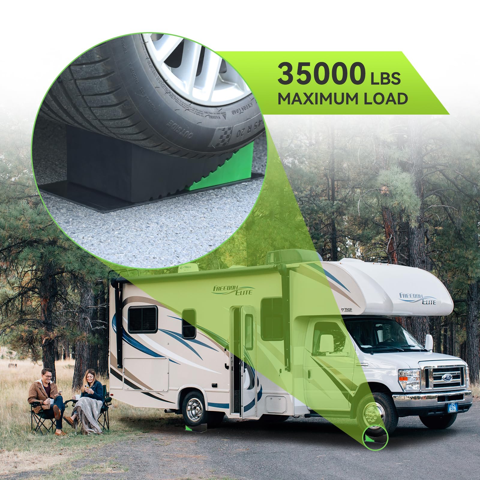 RVMATE Camper Levelers Kit - 8-Piece RV Leveling Blocks & Chocks, Rubber, Black, Model RMLBK-N, Includes Carrying Bag