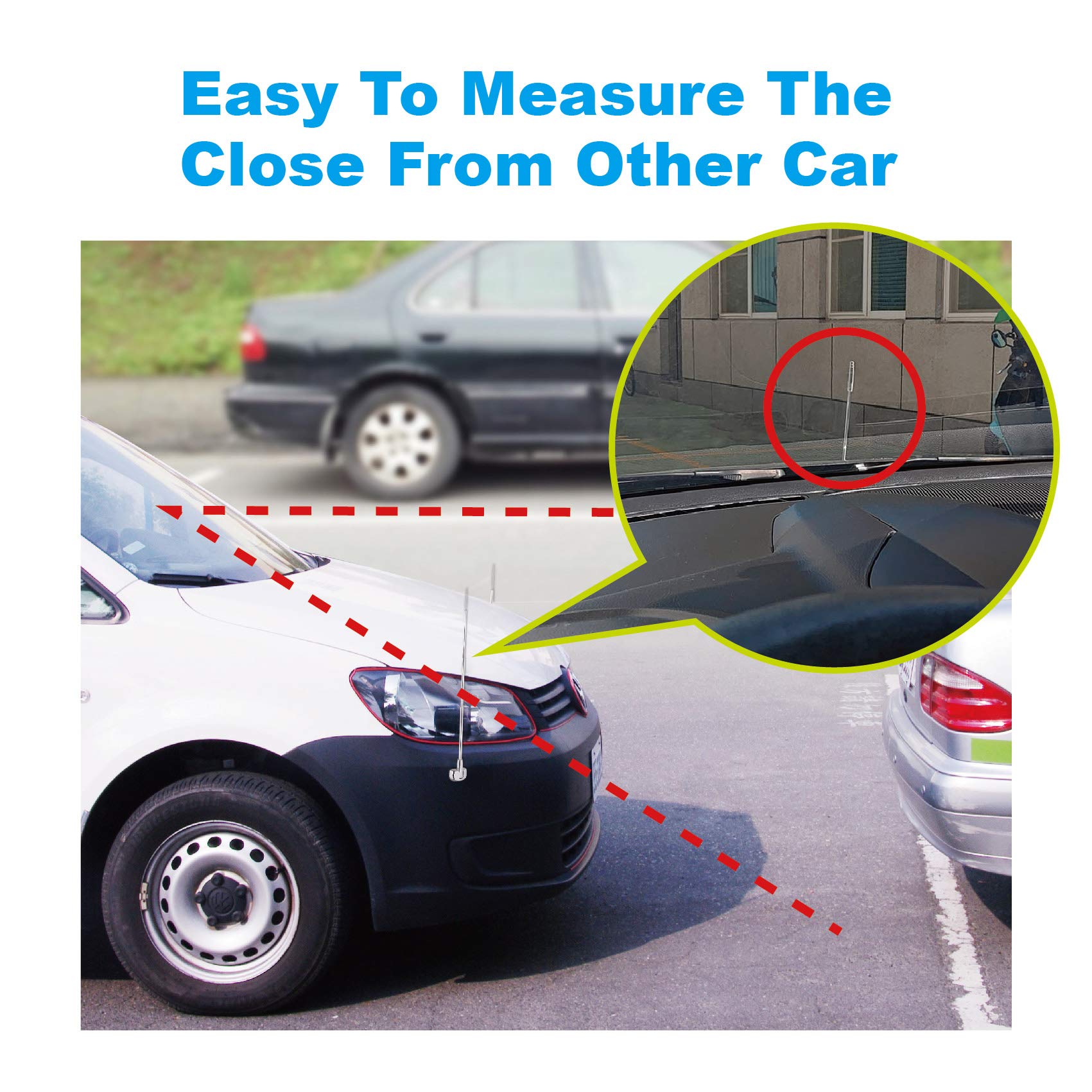 Hypersonic 2-Pack Car Bumper Corner Antenna Poles - Stainless Steel, Chrome, 11in x 2in x 1.5in, Universal Fit Driving Marker Protector