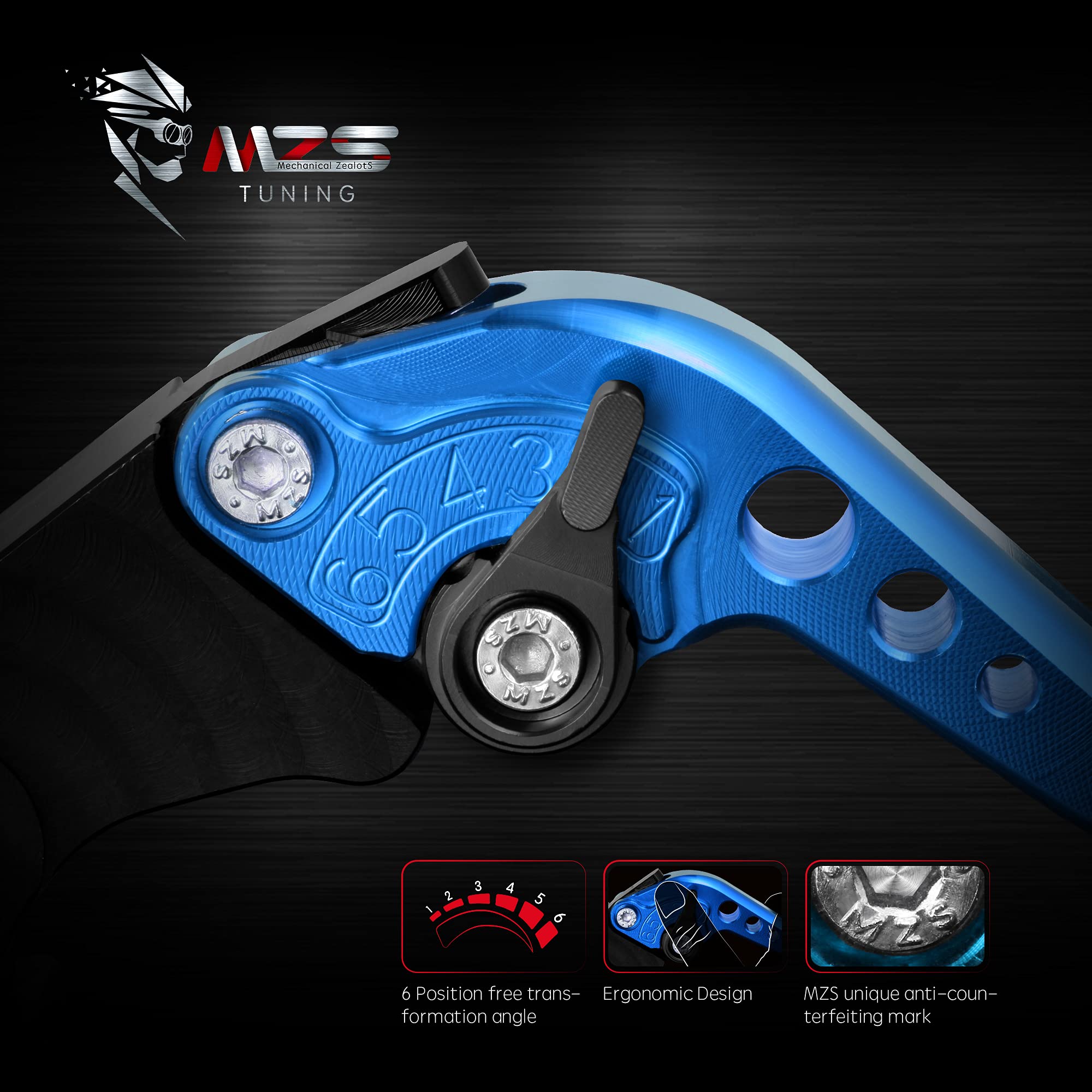 Mzs Blue Motorcycle Brake Clutch Levers Short Adjustable Cnc Compatible With Z900 17-24 / Z650 Z650Rs Ex650 Er6F 17-25 / Vulcan