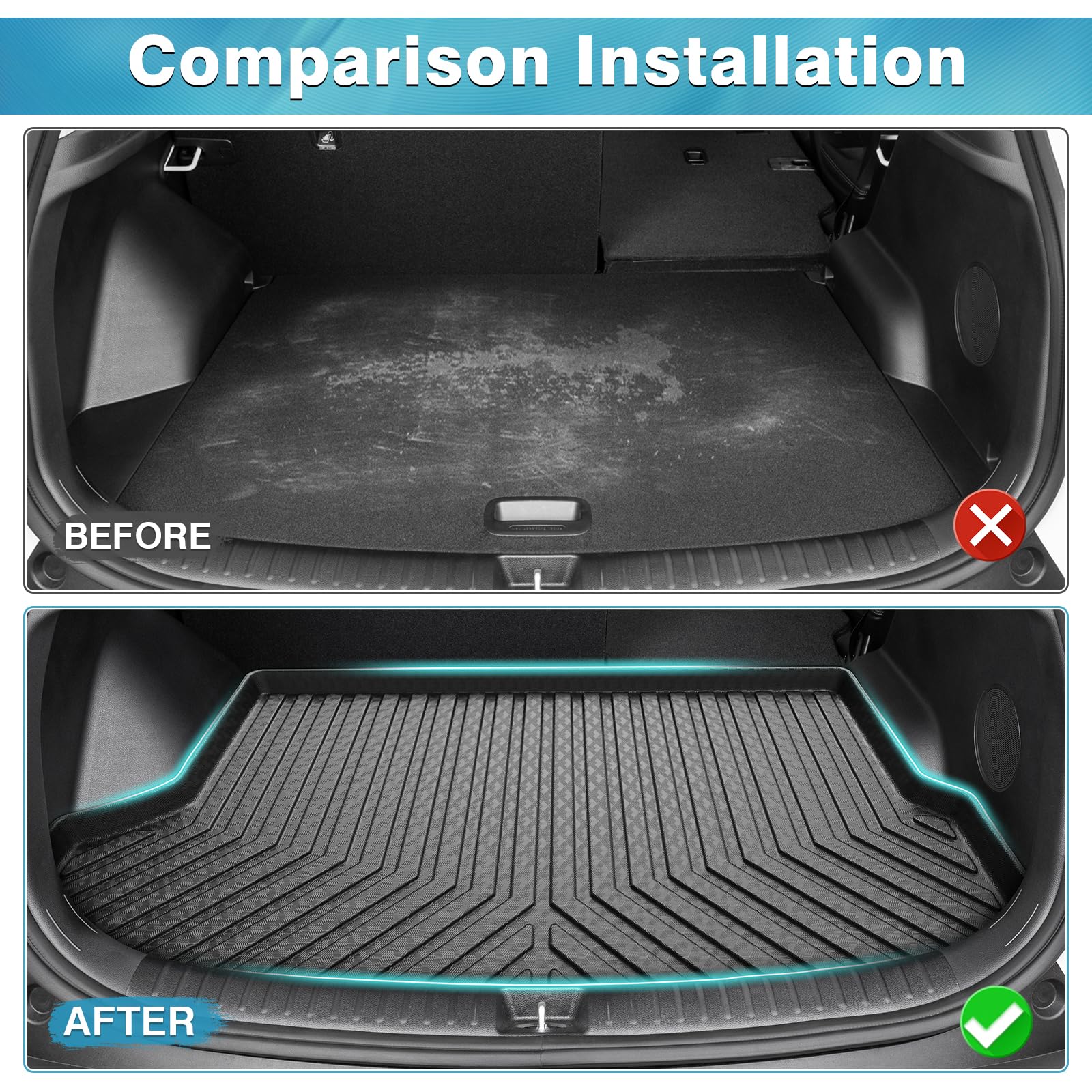 Mixsuper Cargo Liner for 2021-2026 Kia Seltos, All Weather TPE Mat, Black, Fits Models with Subwoofer, Custom Fit, Model Mixsuper1130
