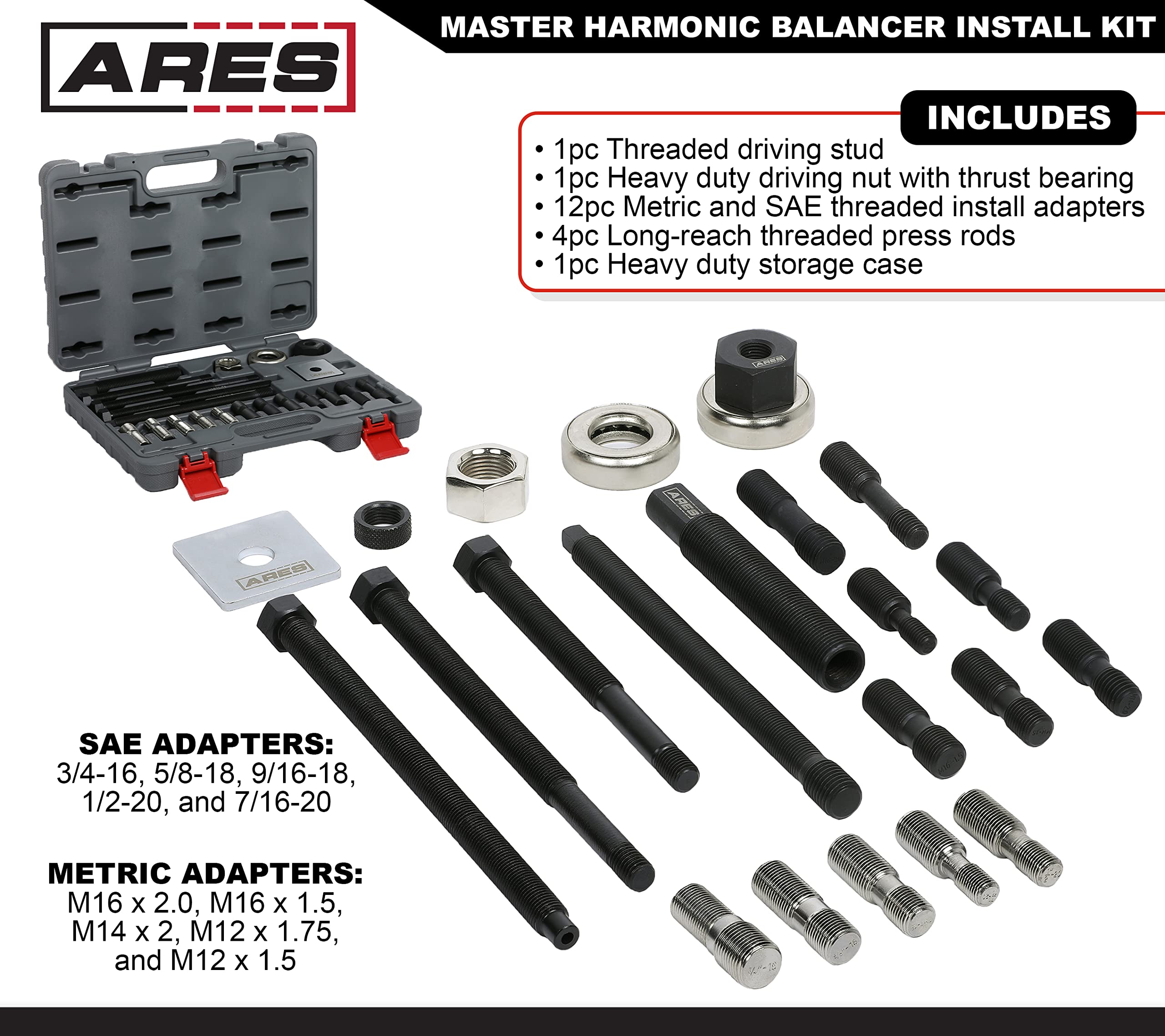 ARES Master Harmonic Balancer Install Kit 15086 – Extra Long Installers for Domestic & Import Vehicles
