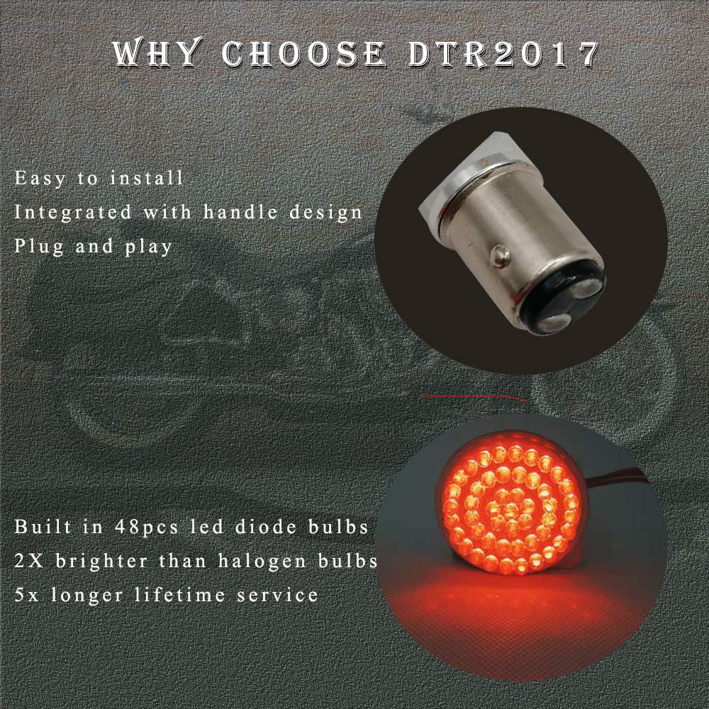 Motoparacc 1157 Rear Led Turn Signal Lights, 2 Inch Bullet Red Brake Tail Light With Smoked Lens Cover For Harley Sporster 1200,