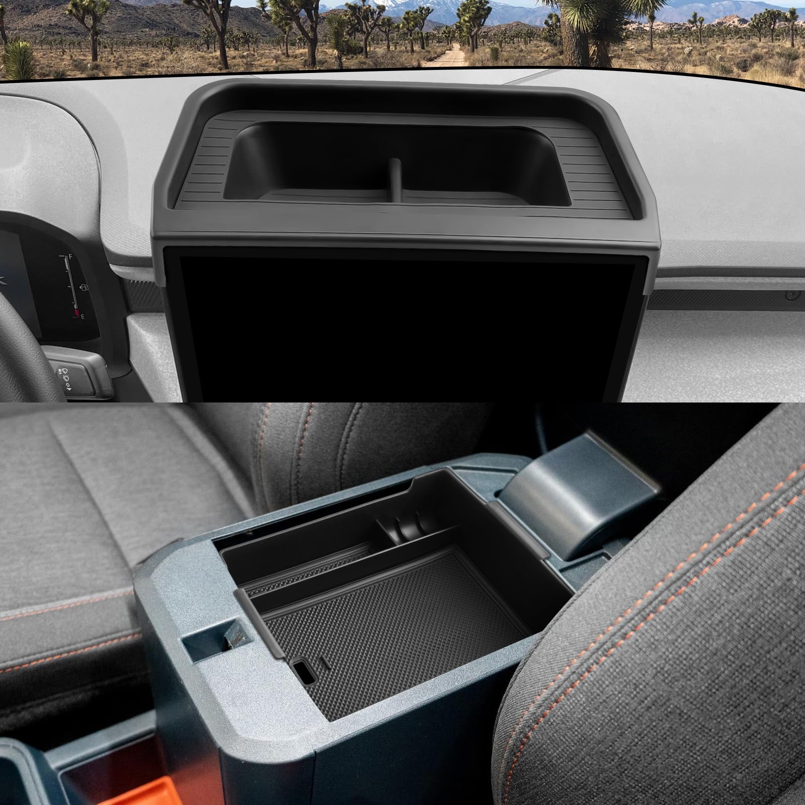 Cdefg 2Pcs For 2025 Ford Maverick Center Console Organizer Tray 2025 Ford Maverick Dash Screen Organizer Dashboard Behind-Screen