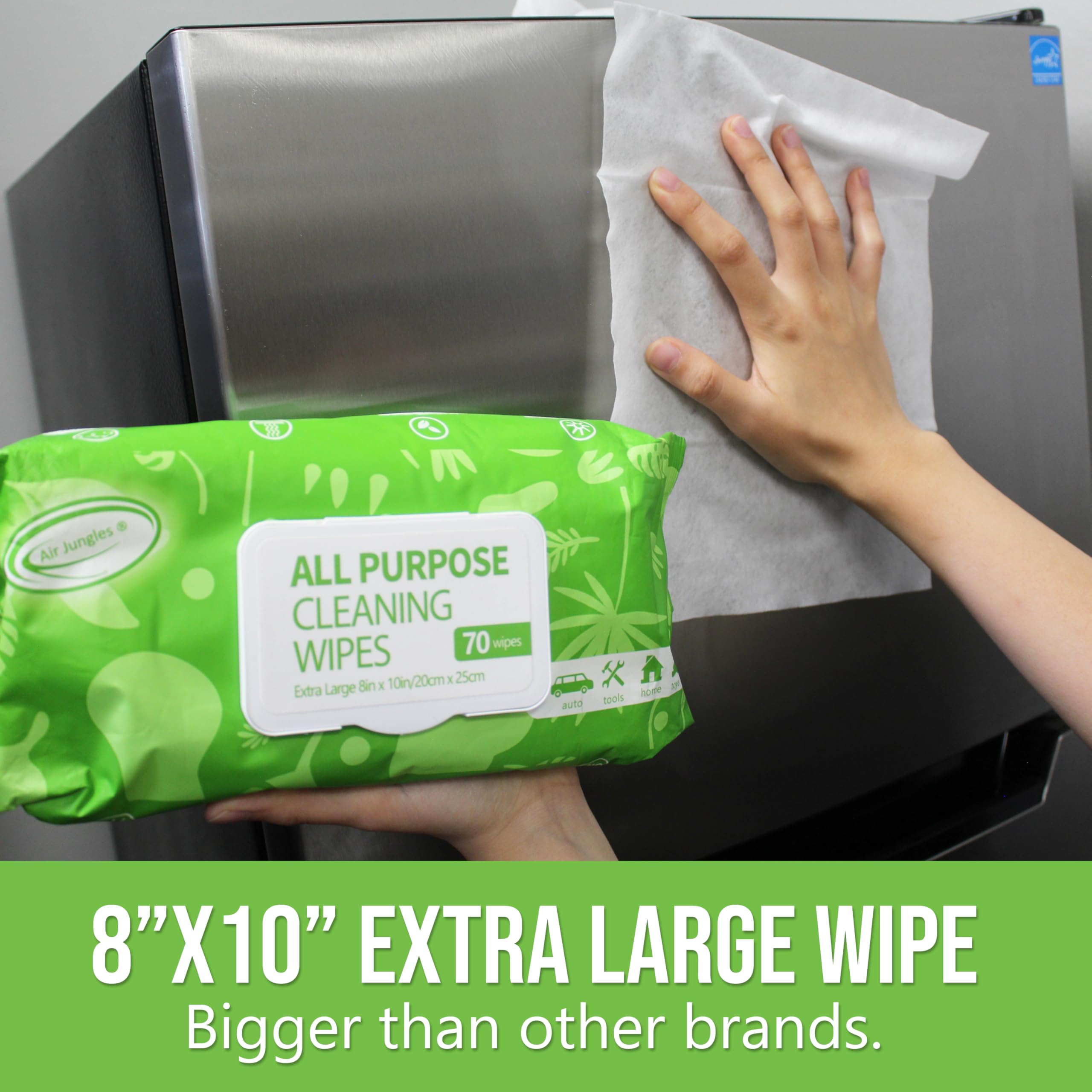 Air Jungles All Purpose Car And Home Cleaning Wipes 70 Count (Pack Of 3), Extra Large 8'' X 10'' Size Cleaner Wipes For Car Inte
