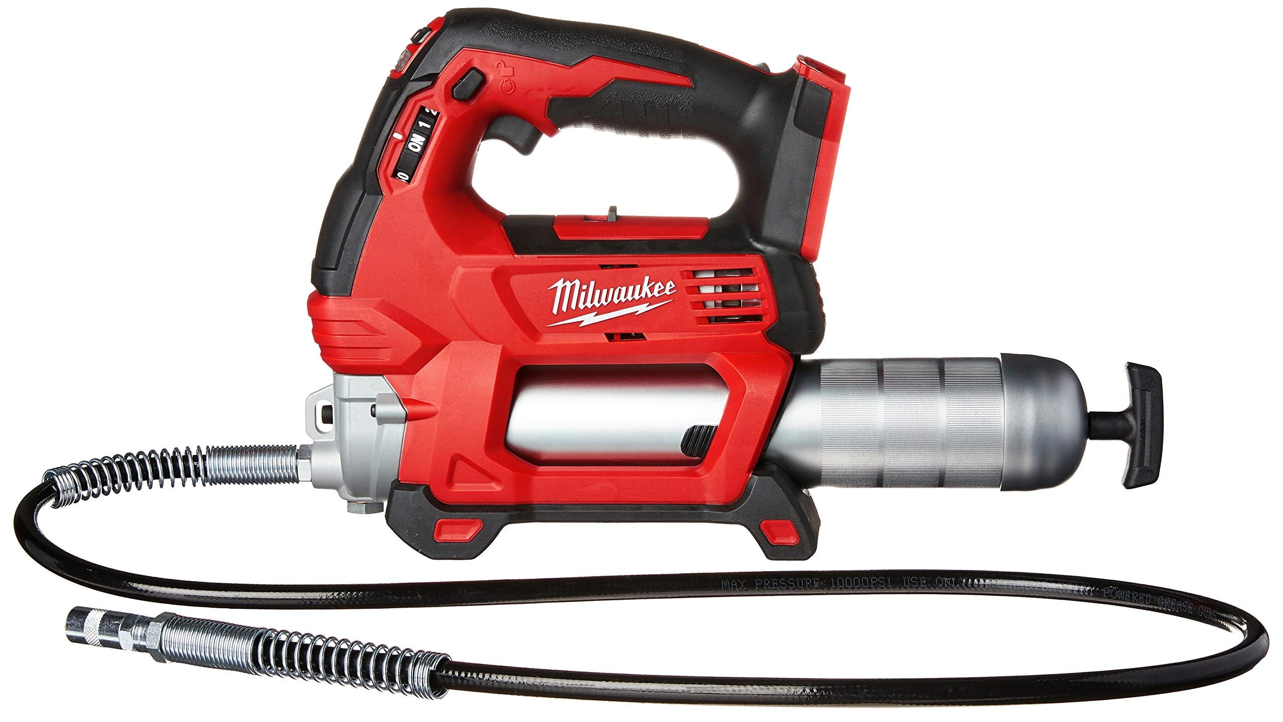 Milwaukee M18 2-Speed Grease Gun Bare Tool, Metal Construction, Red, Model 2646-20