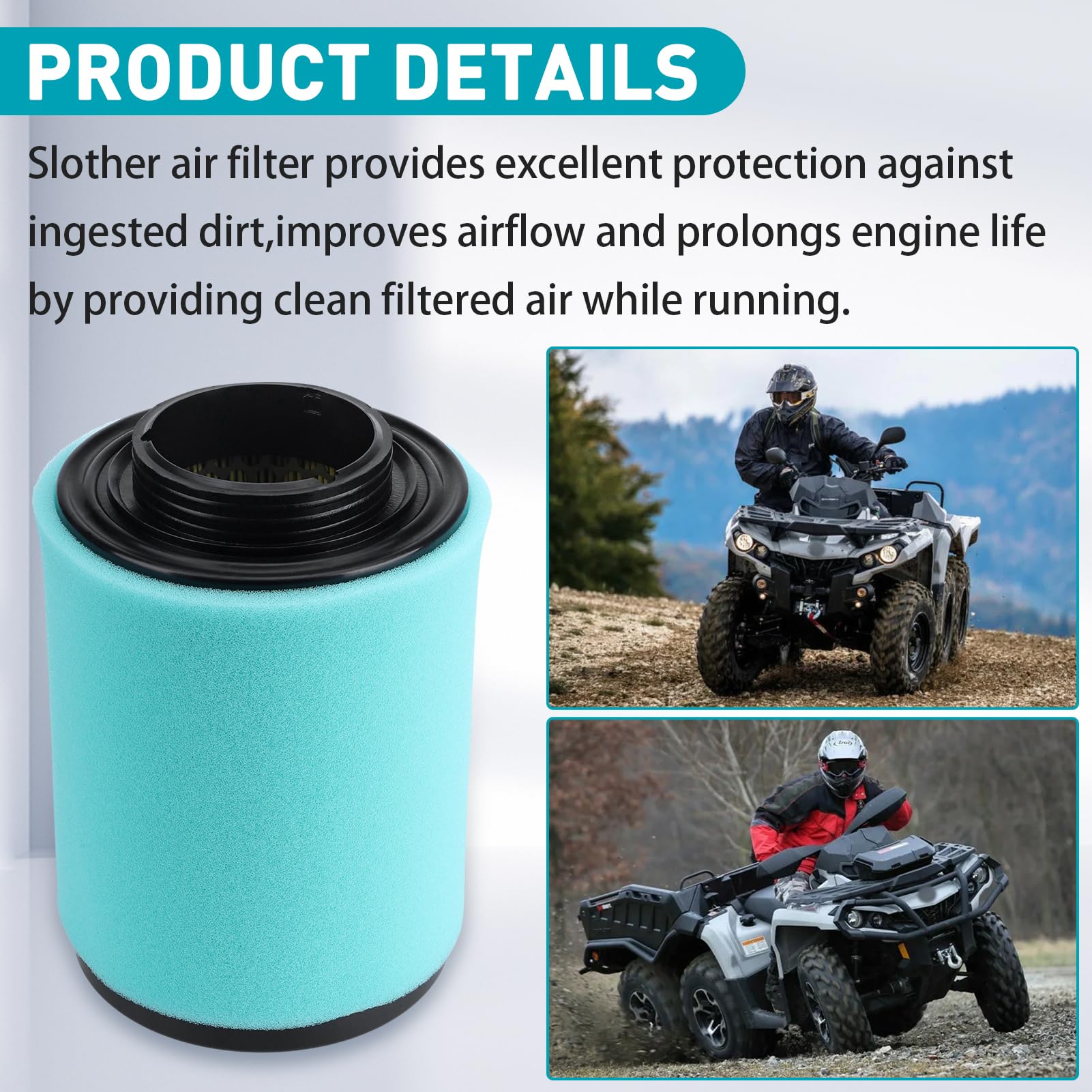Air Filter 707800371 Replacement For Can-Am Outlander 450 500 650 800R 850 1000 1000R Renegade 500 570 800R 850 1000 1000R Atv 2