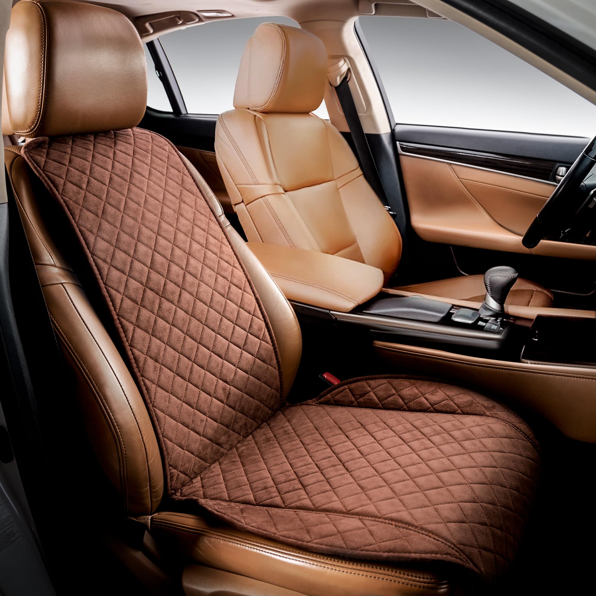 Ivicy Suede Car Seat Cover For Cars - Non-Slip Soft & Breathable - Front Car Seat Protector Covers Universal Fits Most Automotiv