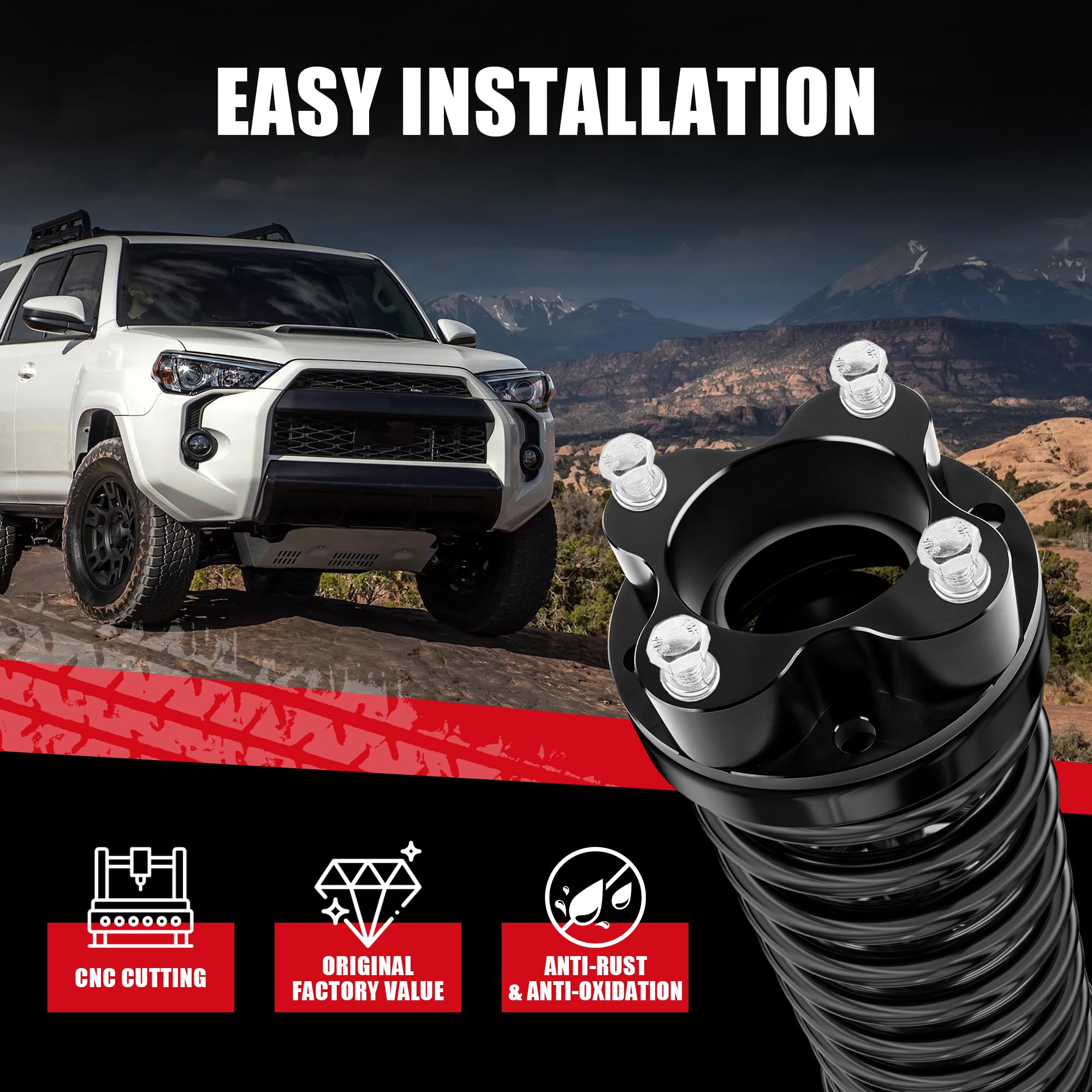 FLYCLE 2.5'' Front Leveling Lift Kit - Forged Strut Spacers for 2024 Tacoma 4Runner, Aluminum Material