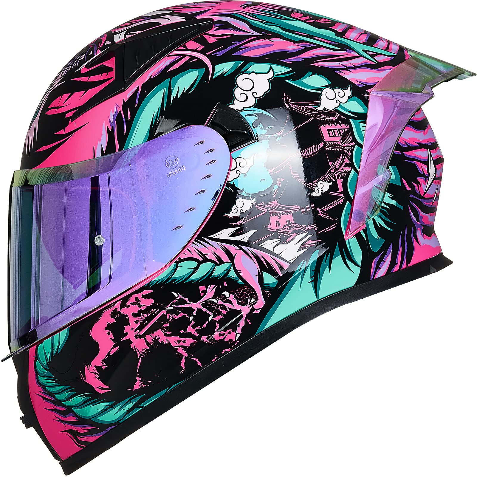Ilm Motorcycle Helmet Full Face With Pinlock Compatible Clear&Tinted Visors And Fins Street Bike Motocross Casco Dot Model Z501(