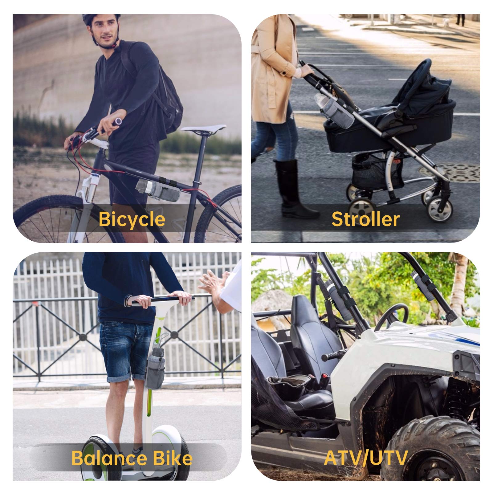 Gearv 2Pack Cup Holder For Bike, Scooter And Wheelchair, Water Bottle Holder For Utv/Atv, Walker, Golf Cart And Beach, Universal