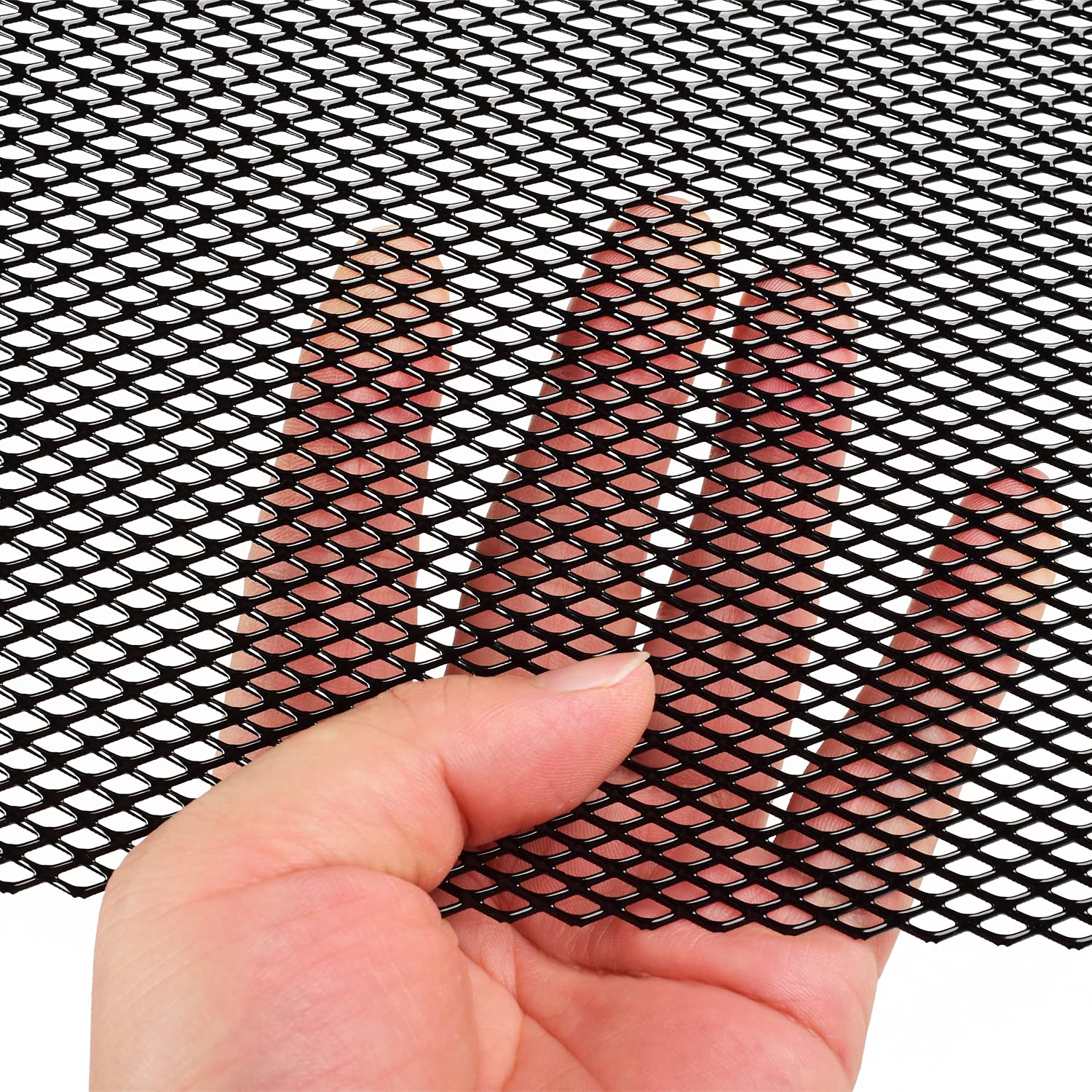 AggAuto Car Grill Mesh - Aluminum Alloy Grille Insert 40"x13" with 4x8mm Rhombic Holes, Black