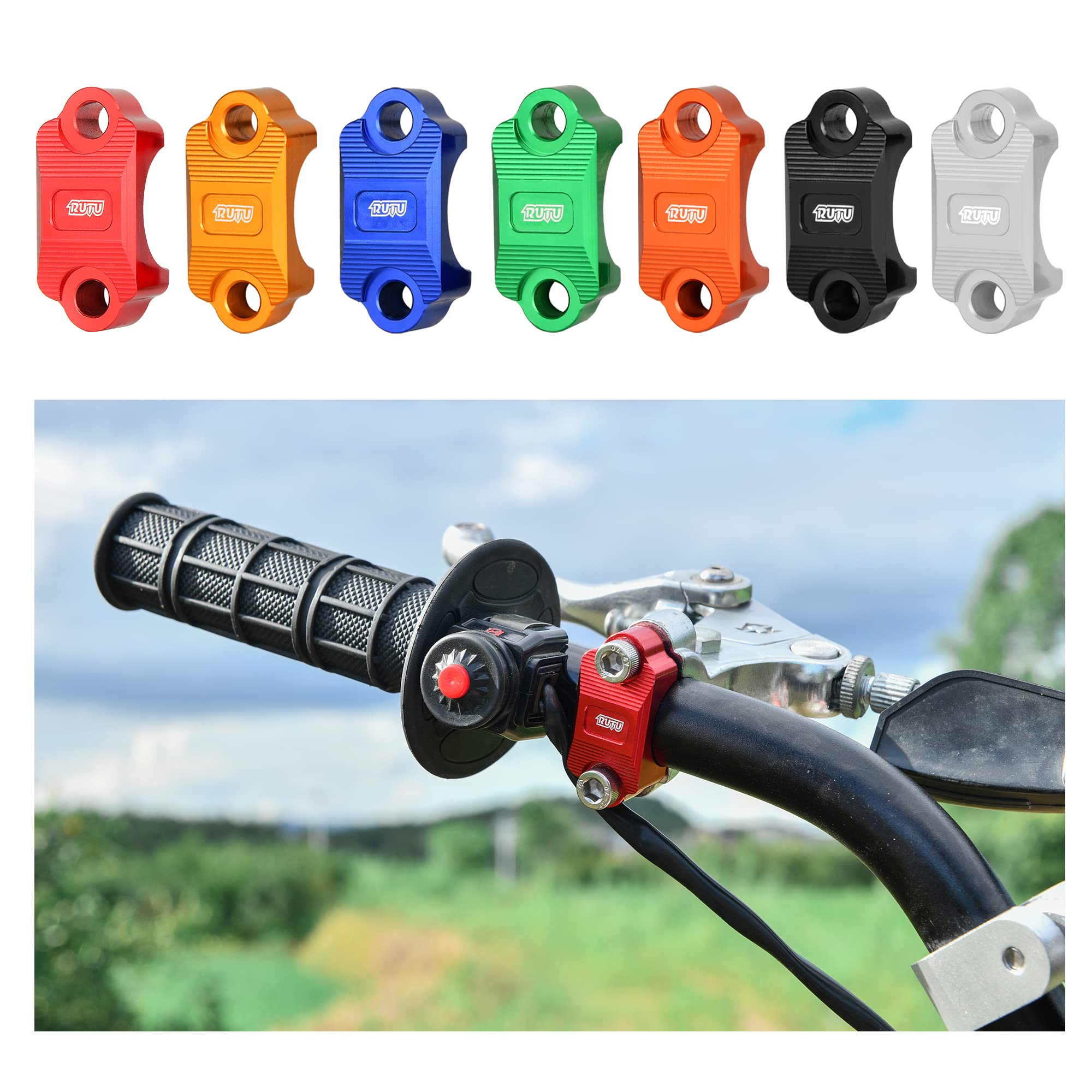 Rutu Cnc Motorcycle Clamp 7/8 Inch Dirt Bike Brake Lever Holder Clamp 1 1/8 For Brake Master Cylinder Clutch Perch Pit Bike Crf2