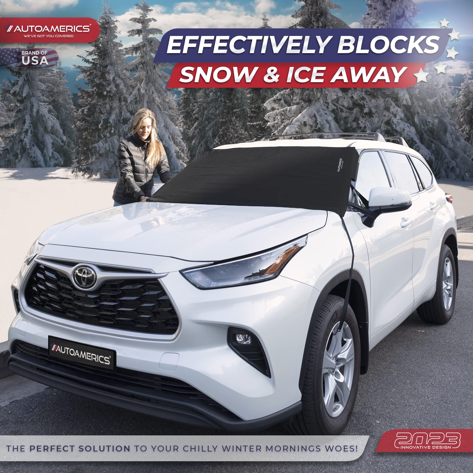 Autoamerics Windshield Snow Cover - Windshield Cover For Ice And Snow - Waterproof Shield Window Protector For Car Truck Suv