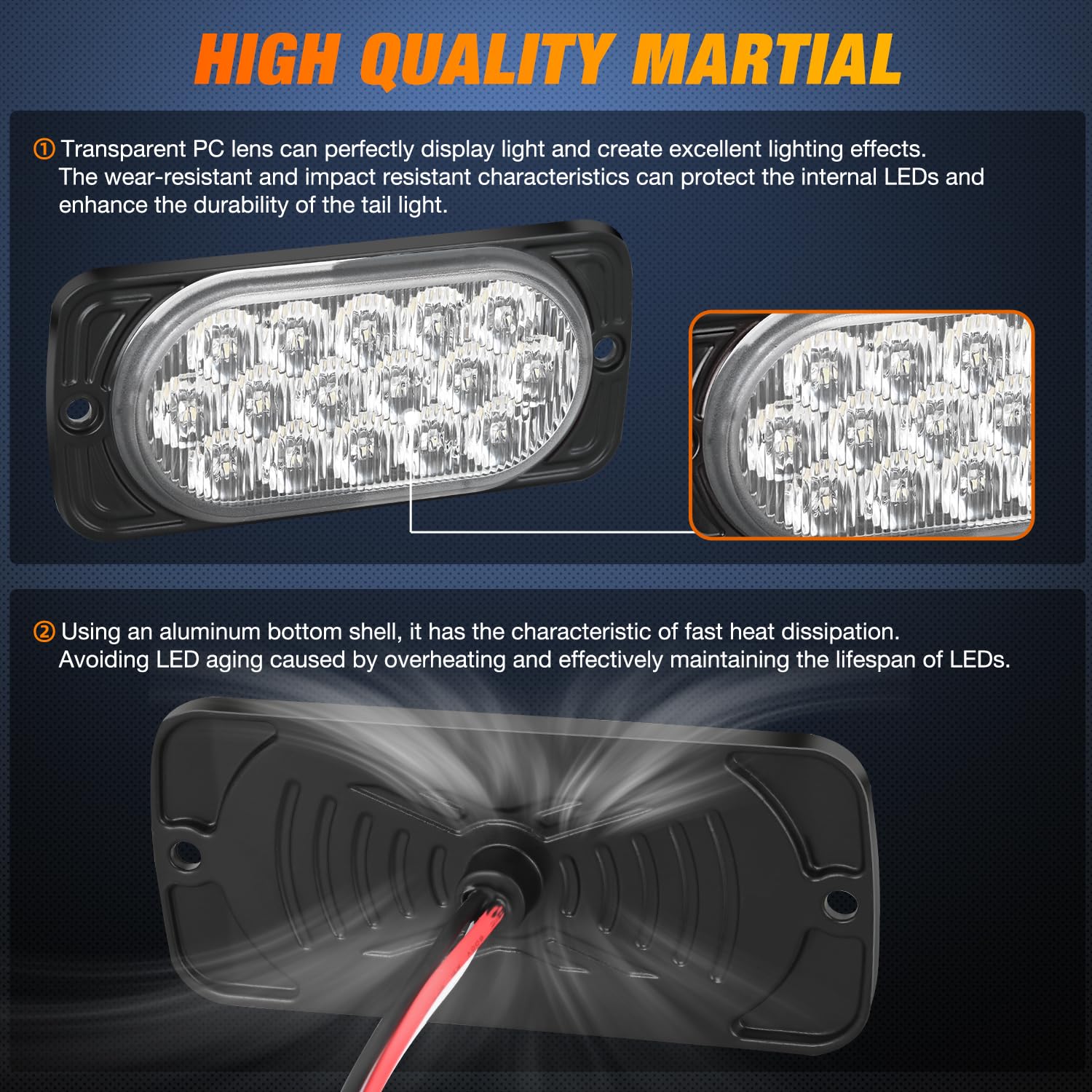 Nilight 4.4 Inch Aluminum Housing Tail Light 2 Pcs 16 Led White Back Up Reverse Marker Lights Surface Mount Ip67 Waterproof For