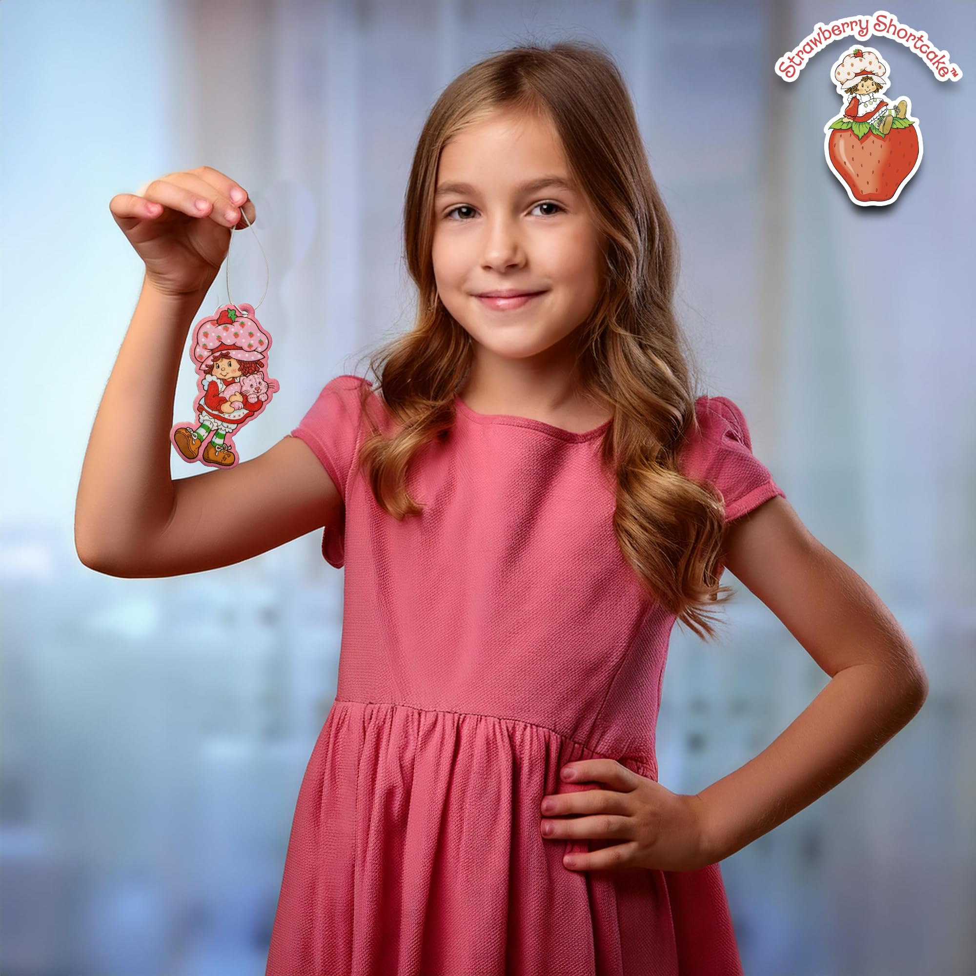 Surreal Entertainment Strawberry Shortcake Air Freshener Set | 3 Count | Pink and Red | Officially Licensed