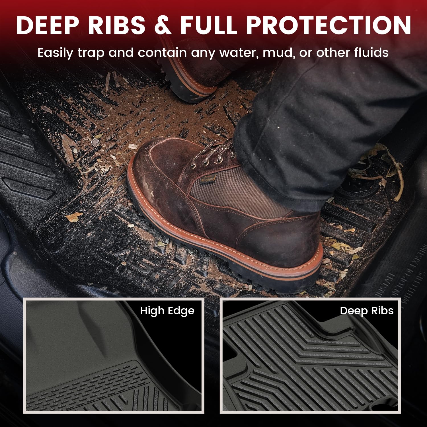 Lasfit Floor Mats For Toyota 4Runner 2013-2024 (Only For 7 Seats) All Weather Custom Fit Floor Liner For Toyota 4 Runner Tpe Mat