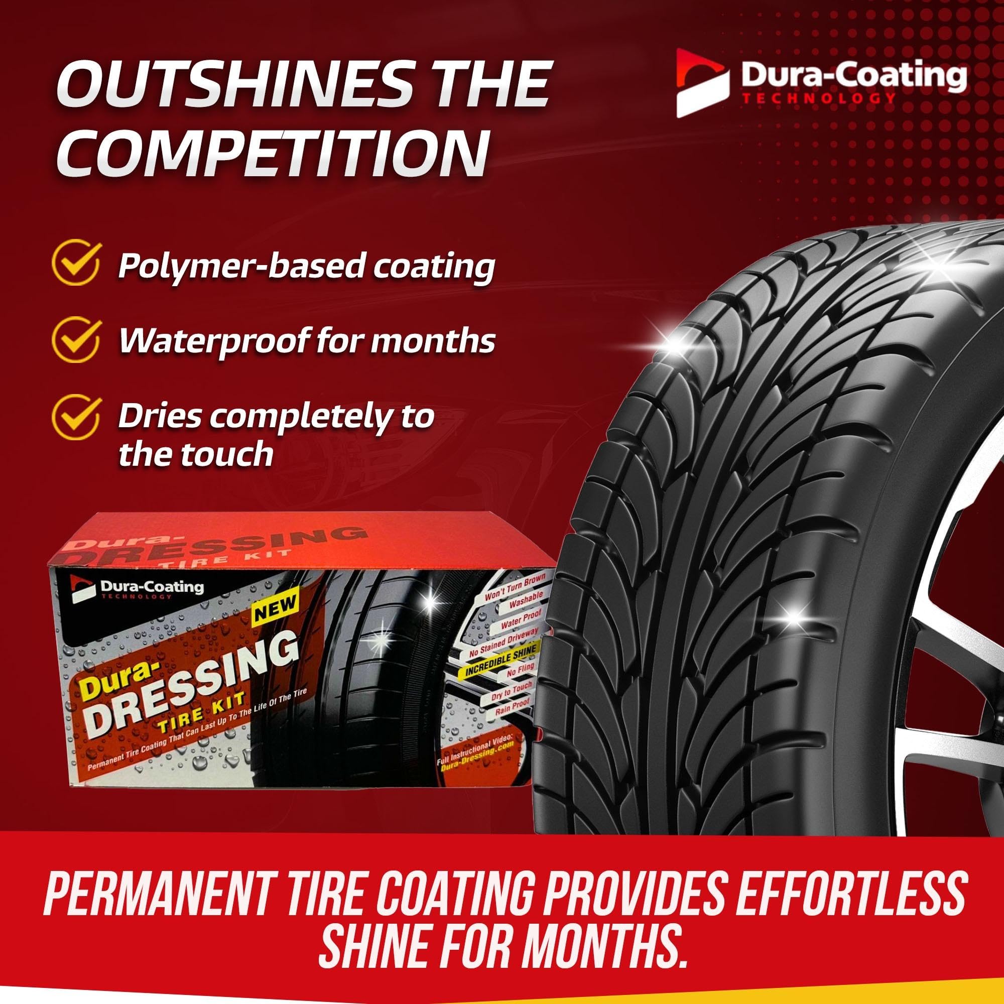 DURA-COATING TECHNOLOGY Total Tire Kit - Tire Dressing, Cleaning & Restoration for High Gloss Finish - Made in USA