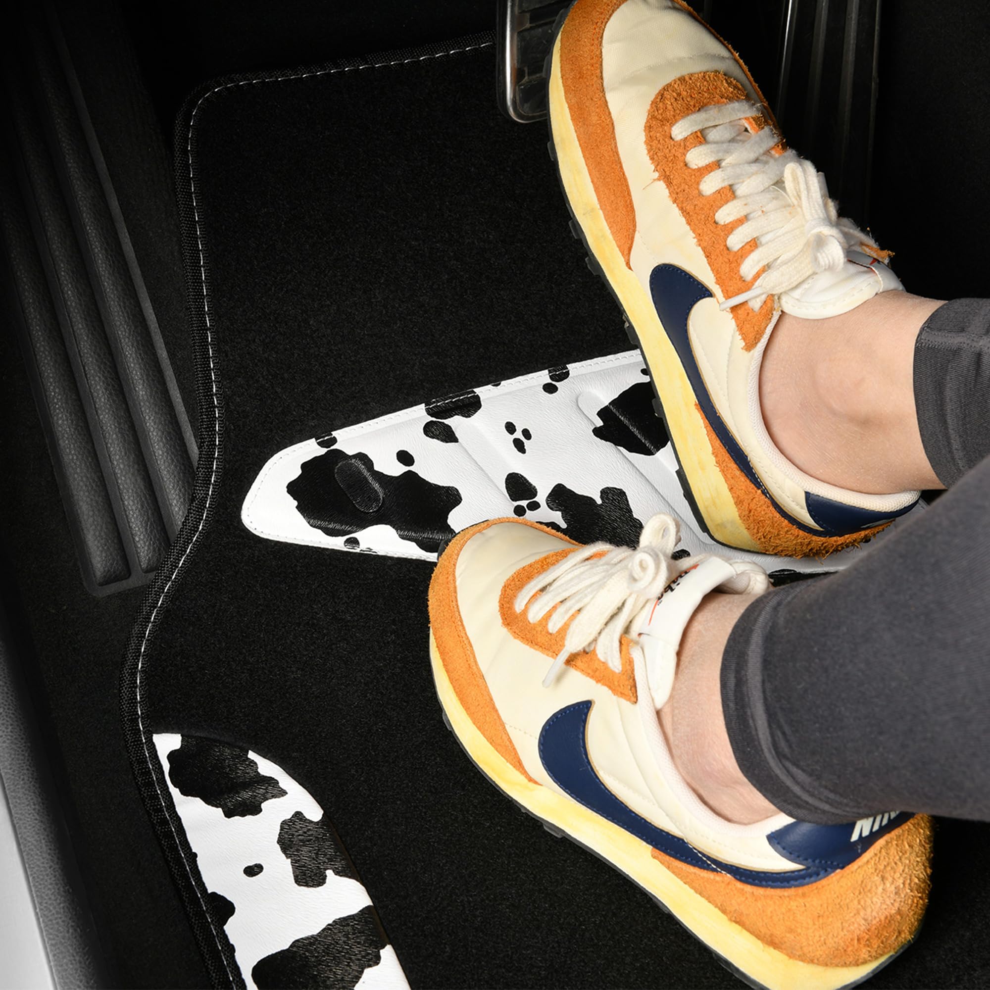 Car Pass Waterproof Universal 3 Row Car Floor Mats, Cow Print Car Mats Fit For Suv,Vans,Sedans, Trucks,Set Of 3 Row Vehicles Car