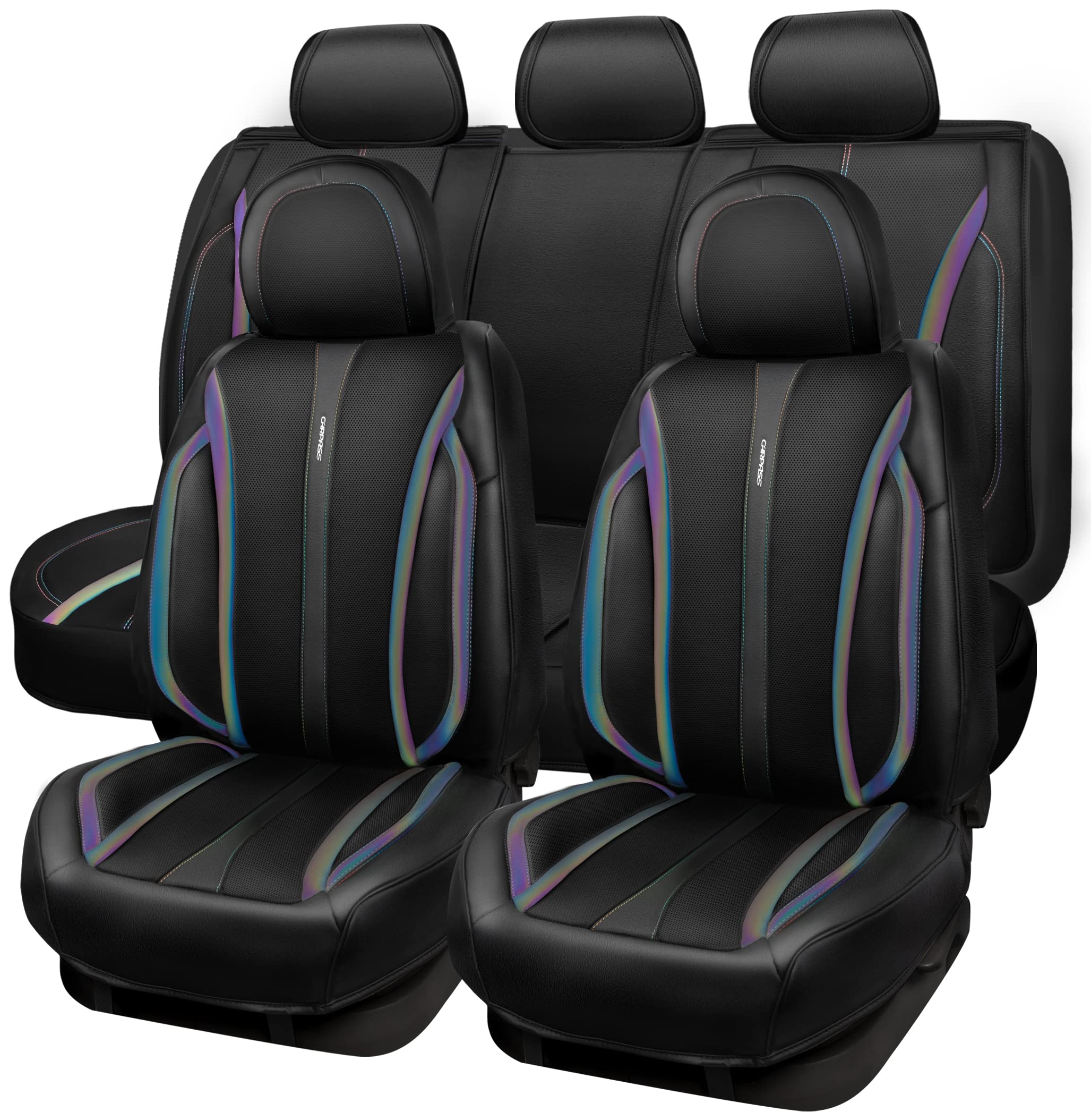 Car Pass Nappa Leather Car Seat Covers, Durable Waterproof Luxury Universal For Suv Pick-Up Truck Sedan, Anti-Slip Driver 5 Seat