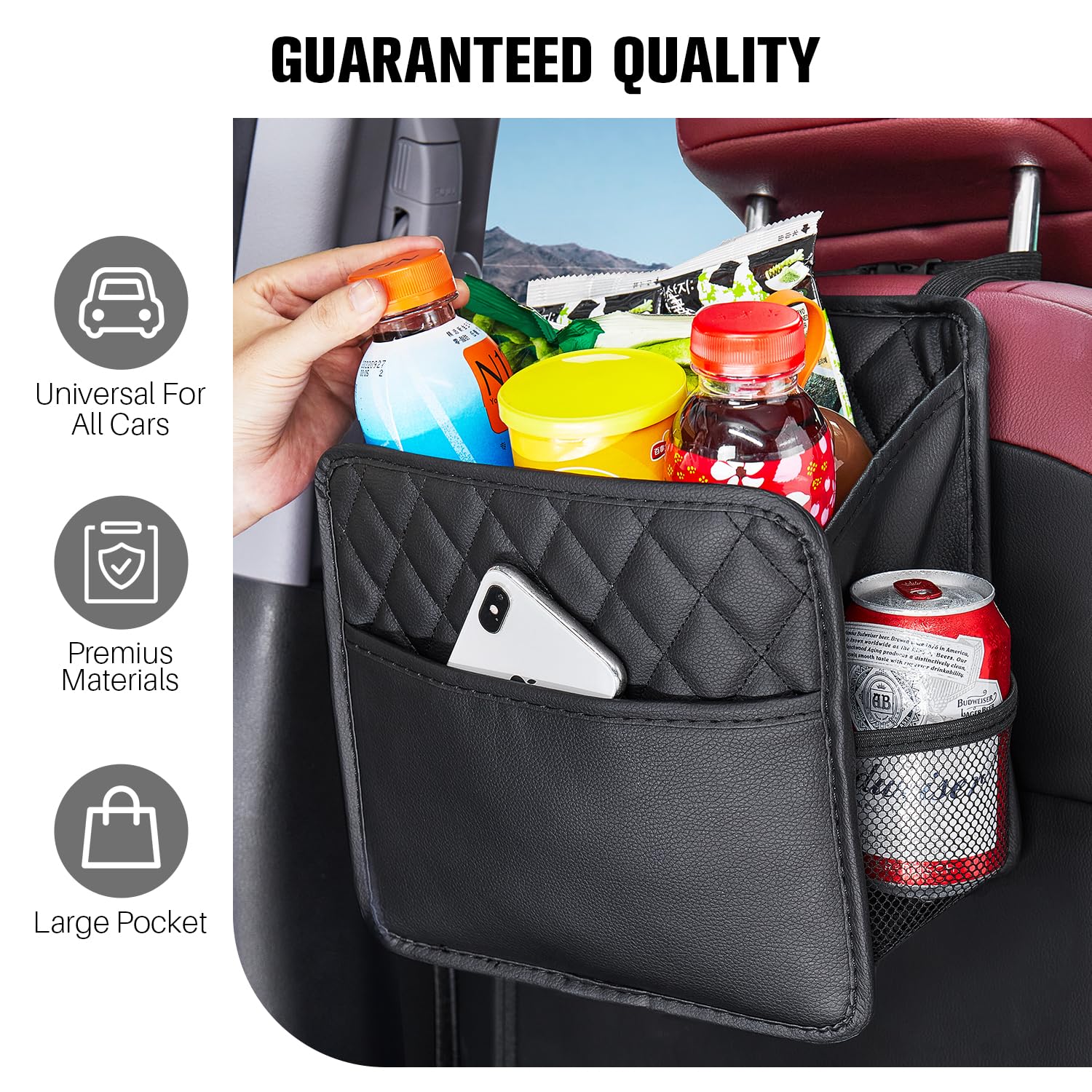 LXUNYI Car Organizer Back Seat, Waterproof Pu Leather Car Seat Storage Bag Foldable Universal Hanging Car Seat Back Organizer fo