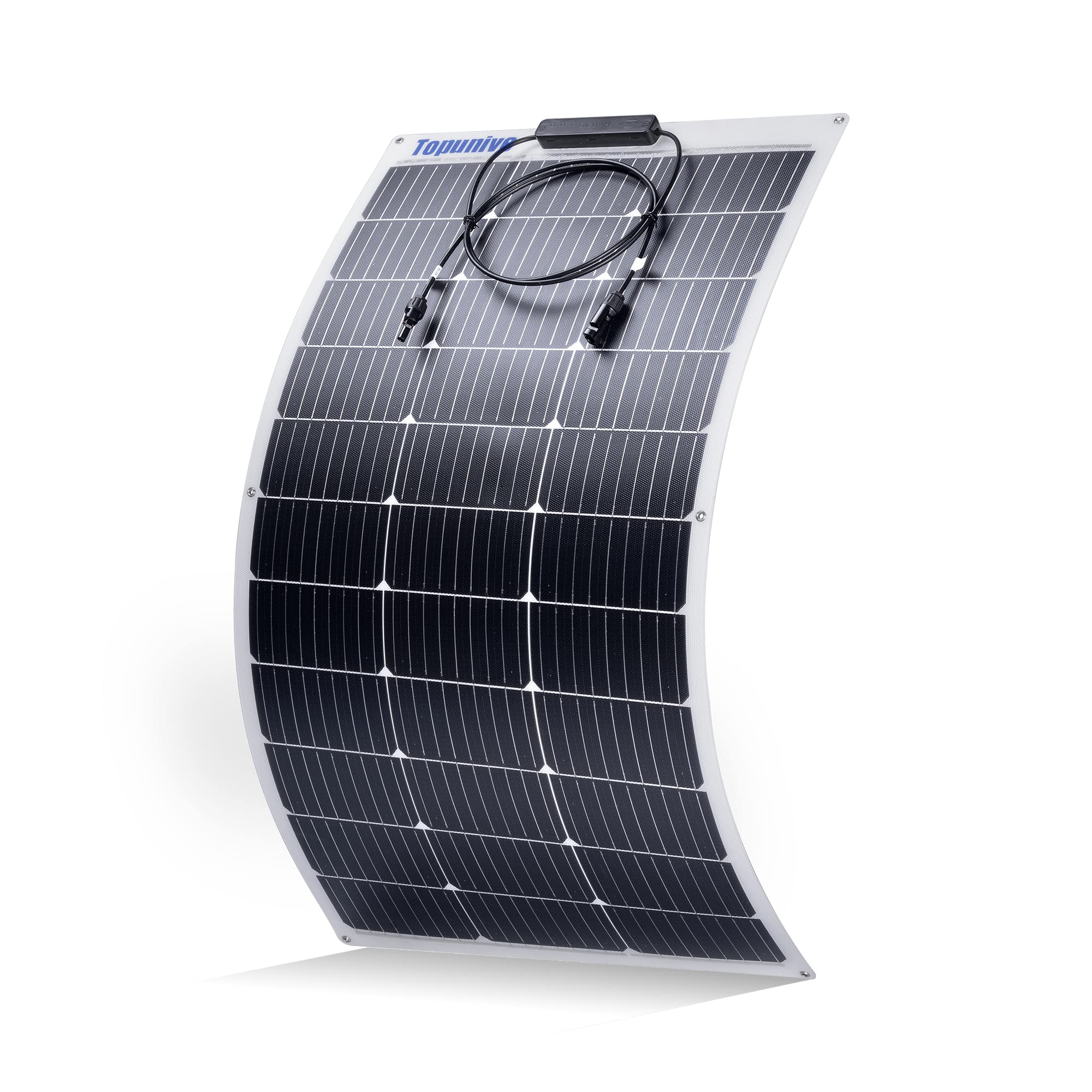 Topunive 100W 12V Flexible Solar Panel 9Bb Monocrystalline Cell 12 Volt Semi-Flexible For Marine Rv Trailer Boat Cabin Van Car Uneven Surfaces 12V Battery Charge