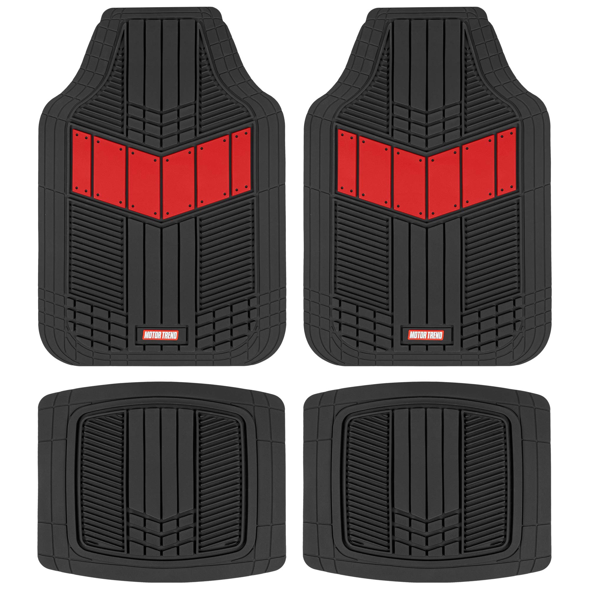 Motor Trend Dualflex Two-Tone Sport Design All-Weather Rubber Floor Mats For Car, Truck, Van & Suv - Waterproof Front & Rear Lin
