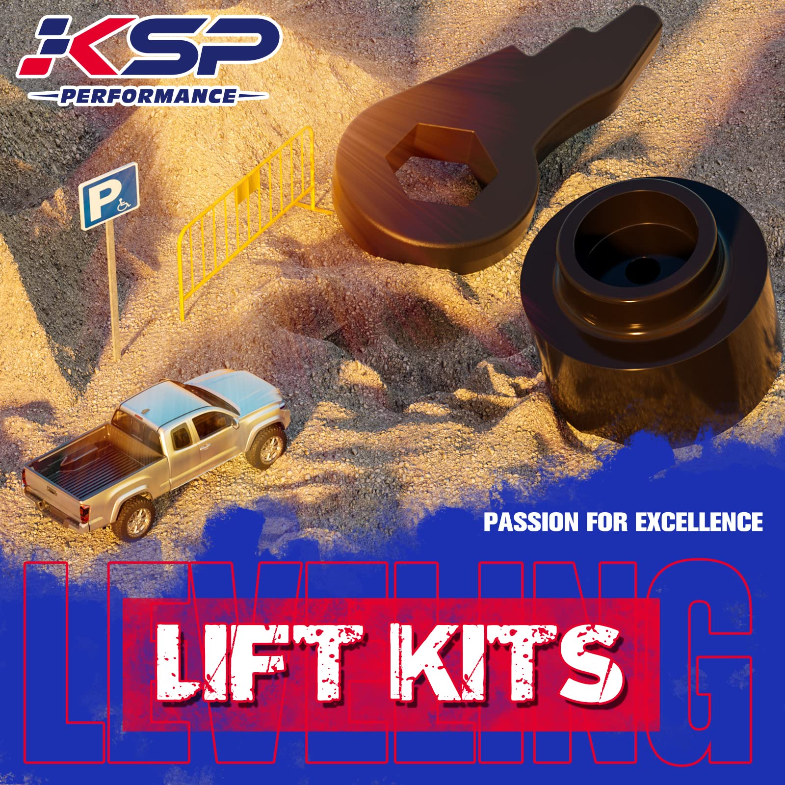 KSP PERFORMANCE Full Lift Kit for Tahoe, Yukon, Suburban, Avalanche 1500 (2002-2006) - 1-3" Front Torsion Bar Key, 2"
