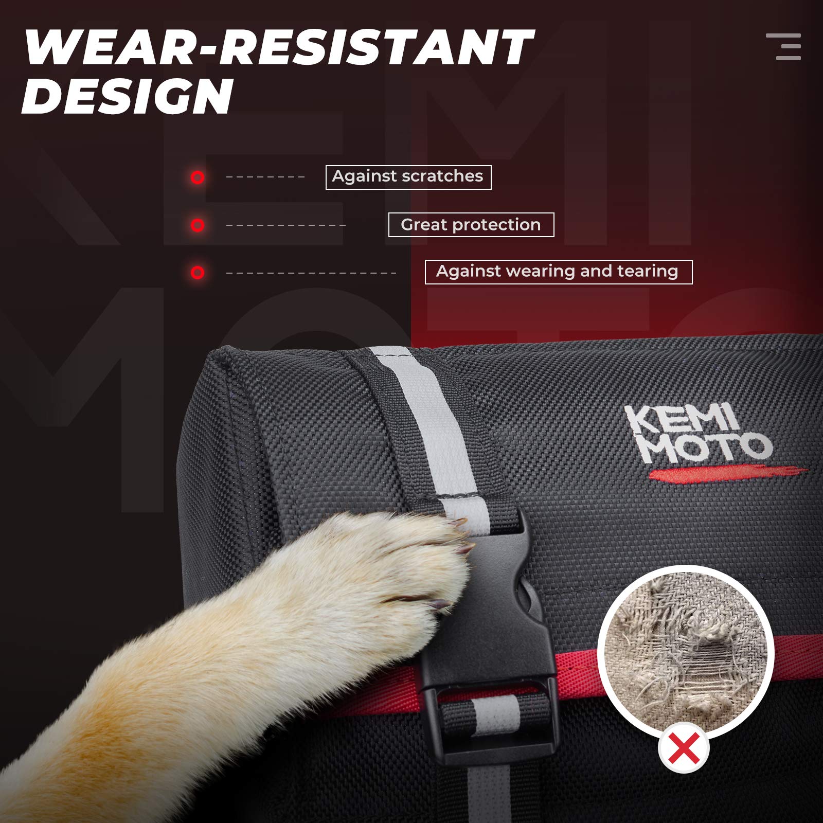 KEMIMOTO ATV Fender Bag - 130% Larger, Water-resistant, Black, One Size, Model B0113-06601BK-CA, with Drink Holder for Polaris, Can Am,