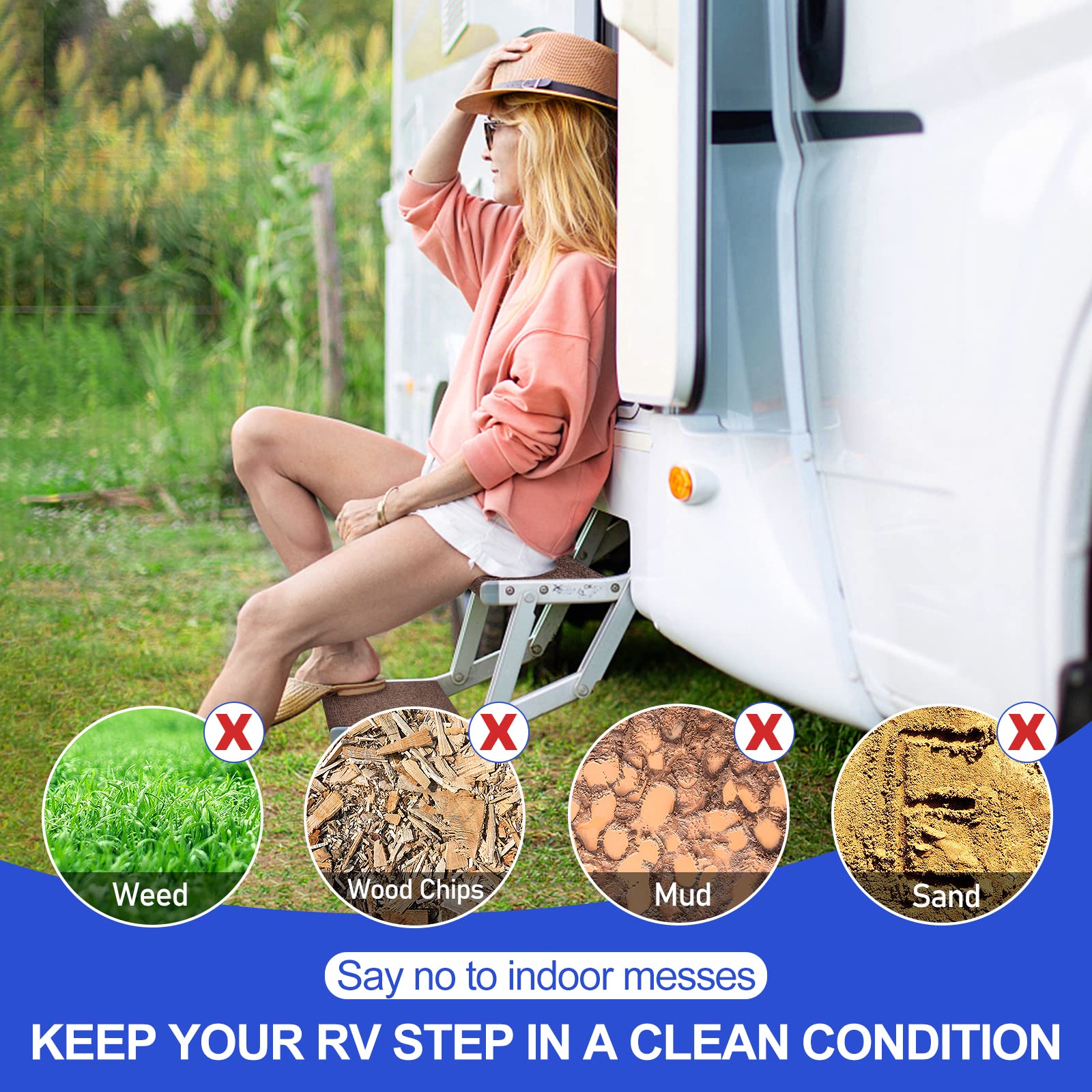 Ristow Rv Step Covers 3 Pack 22'' Wide Rv Step Rug With Install Hooks Fit 8-11'' Deep Camper Step Cover Rv Stair Covers Ideal Fo