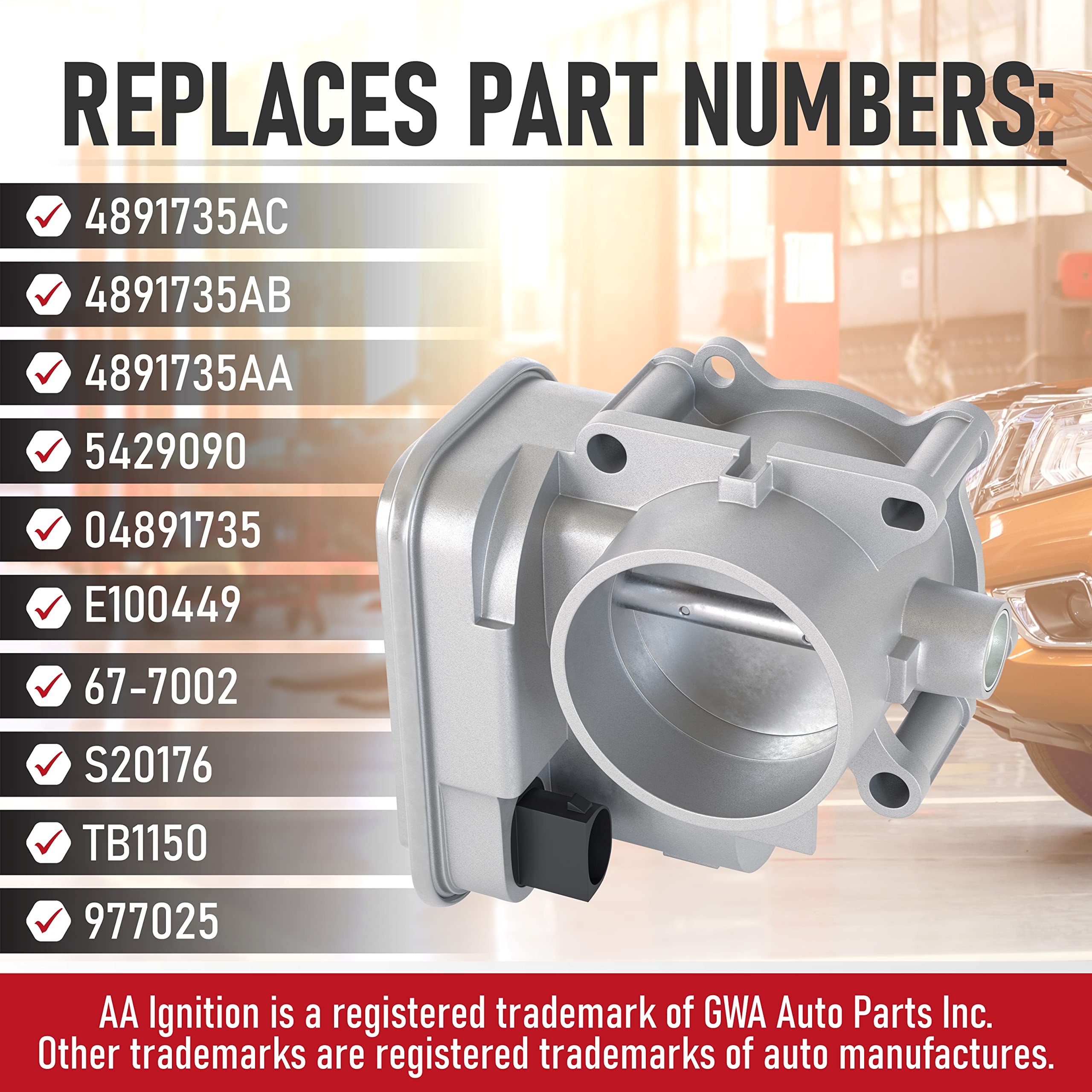 Electronic Throttle Body - Compatible with Chrysler, Jeep & Dodge 2.0L and 2.4L - 200, Sebring, Avenger, Caliber, Journey, Compa