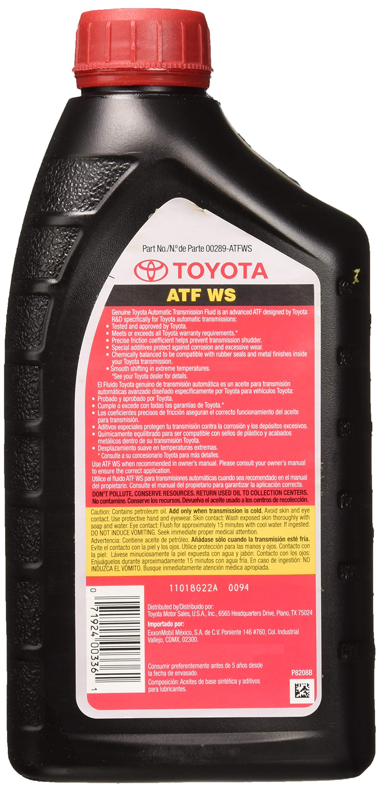 Toyota Automatic Transmission Fluid - Model 00289-ATFWS, 192 Ounces, 6 Pack