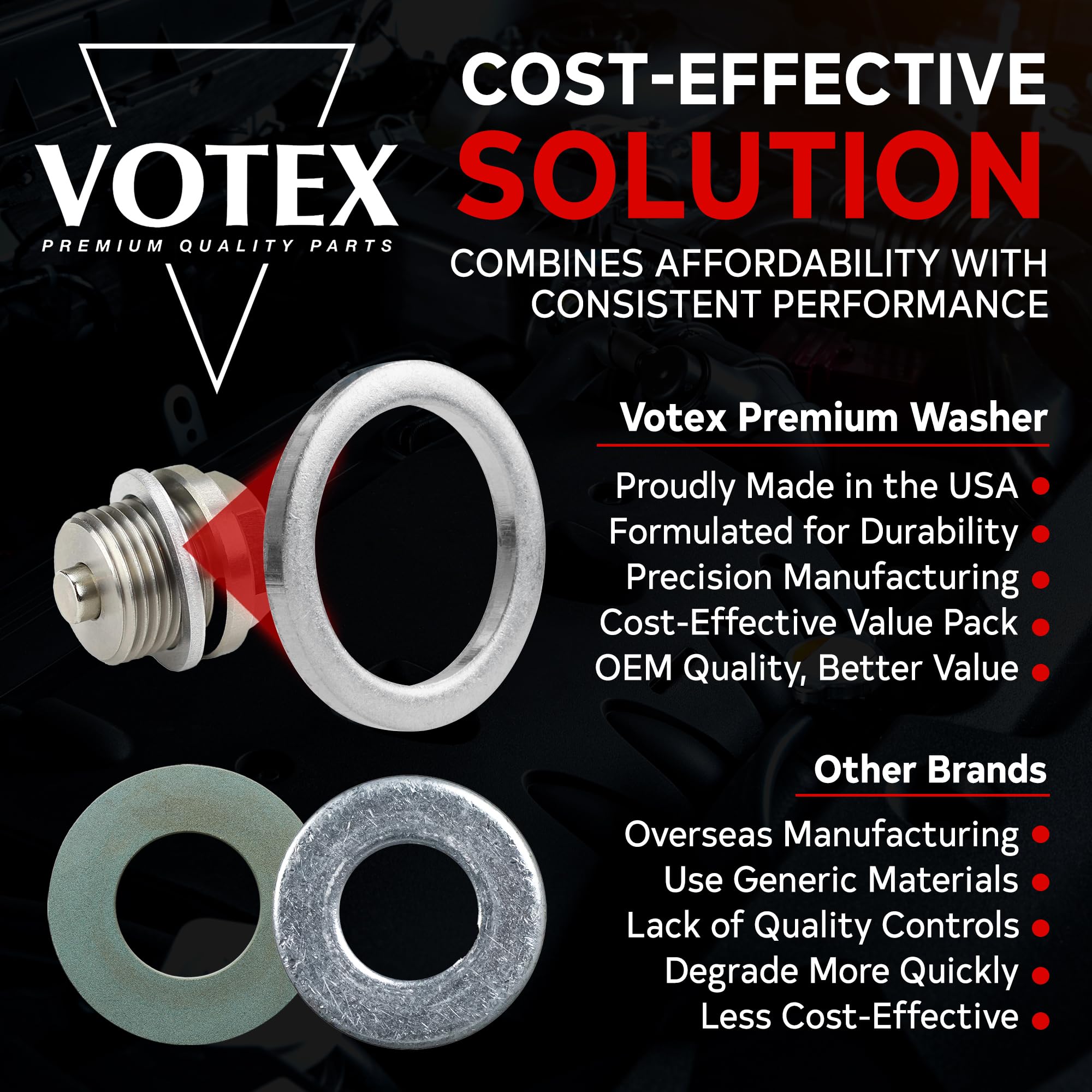 Votex - Made In Usa - Acwm18-20 Pack - M18 Aluminum Oil Or Coolant Crush Washers/Drain Plug Seal Ring Gasket