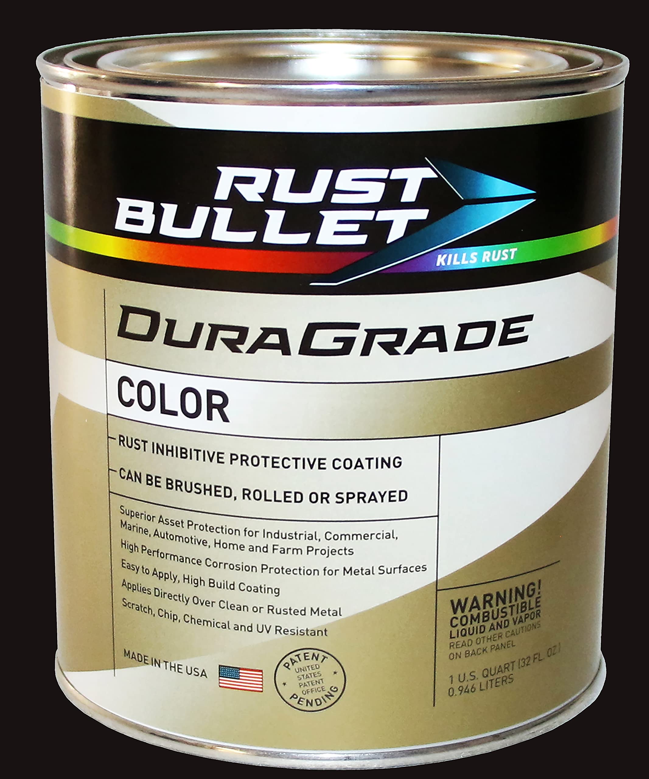 RUST BULLET DuraGrade Black Rust Inhibitor & Protective Coating, 1 Quart, Advanced Corrosion Control, UV Resistant