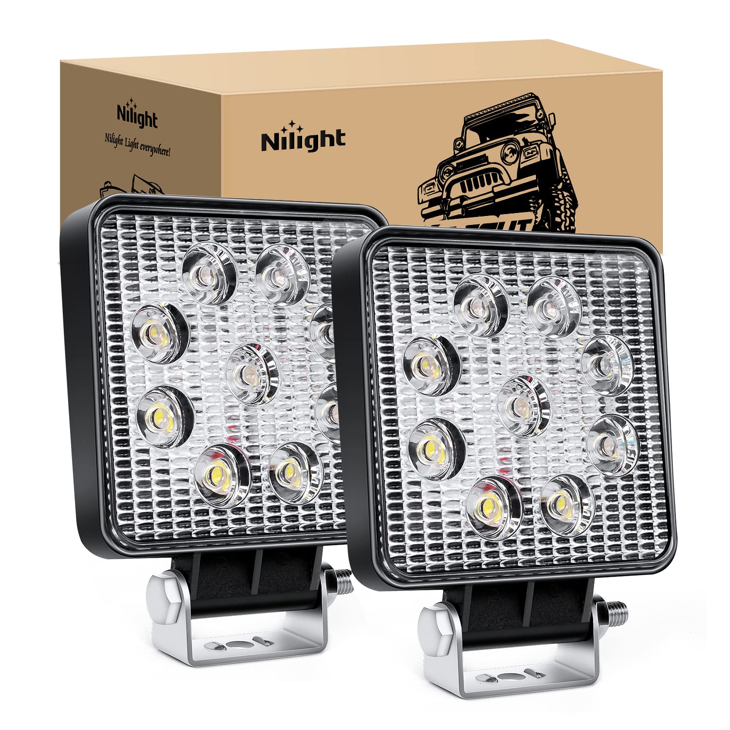 Nilight 2Pcs 27W Spot Led Off Road Lights Super Bright Driving Fog Light Boat Lights Driving Lights Led Work Light S For Truck A