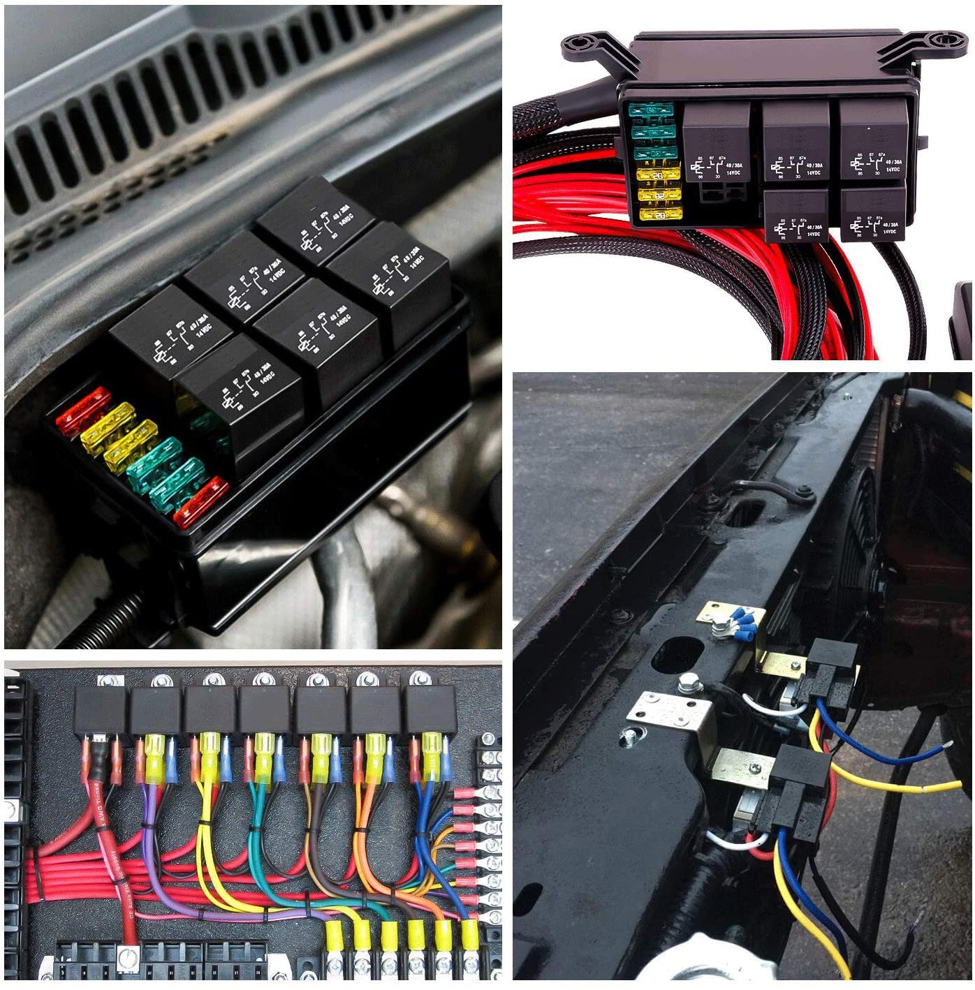 Gebildet JD2912 Car Relay with 12AWG Harness Sockets 24V 40A 4 Pin SPST with Color-Labeled Wires for Automotive Truck Van Motorc