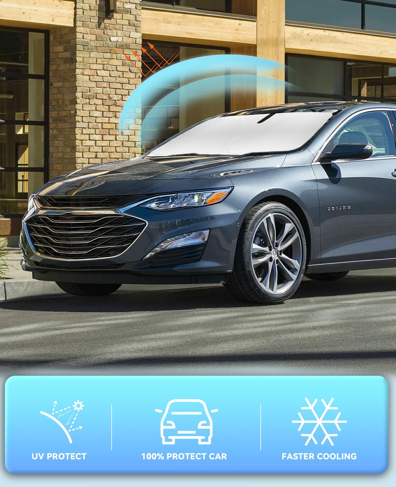 Windshield Sun Shade Car Sunshade For Chevrolet/Chevy Malibu 2016-2024 2025 Accessories Windshield 240T Silver Coating Sun Visor