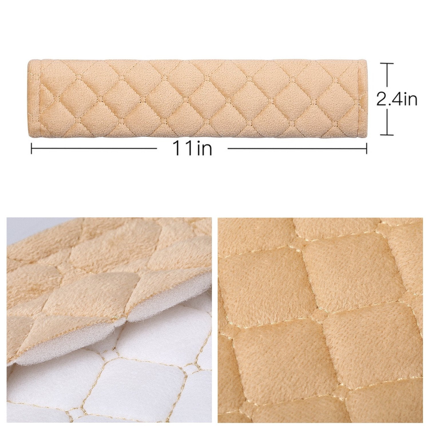 Mikafen 4 Pack Universal Car Seat Belt Pads, Adult Seat Belt Shoulder Strap Covers Harness Pad For Car/Bag,Soft Comfort Helps Protect You Neck Shoulder From The Seat Belt Rubbing (4Pack-Beige)