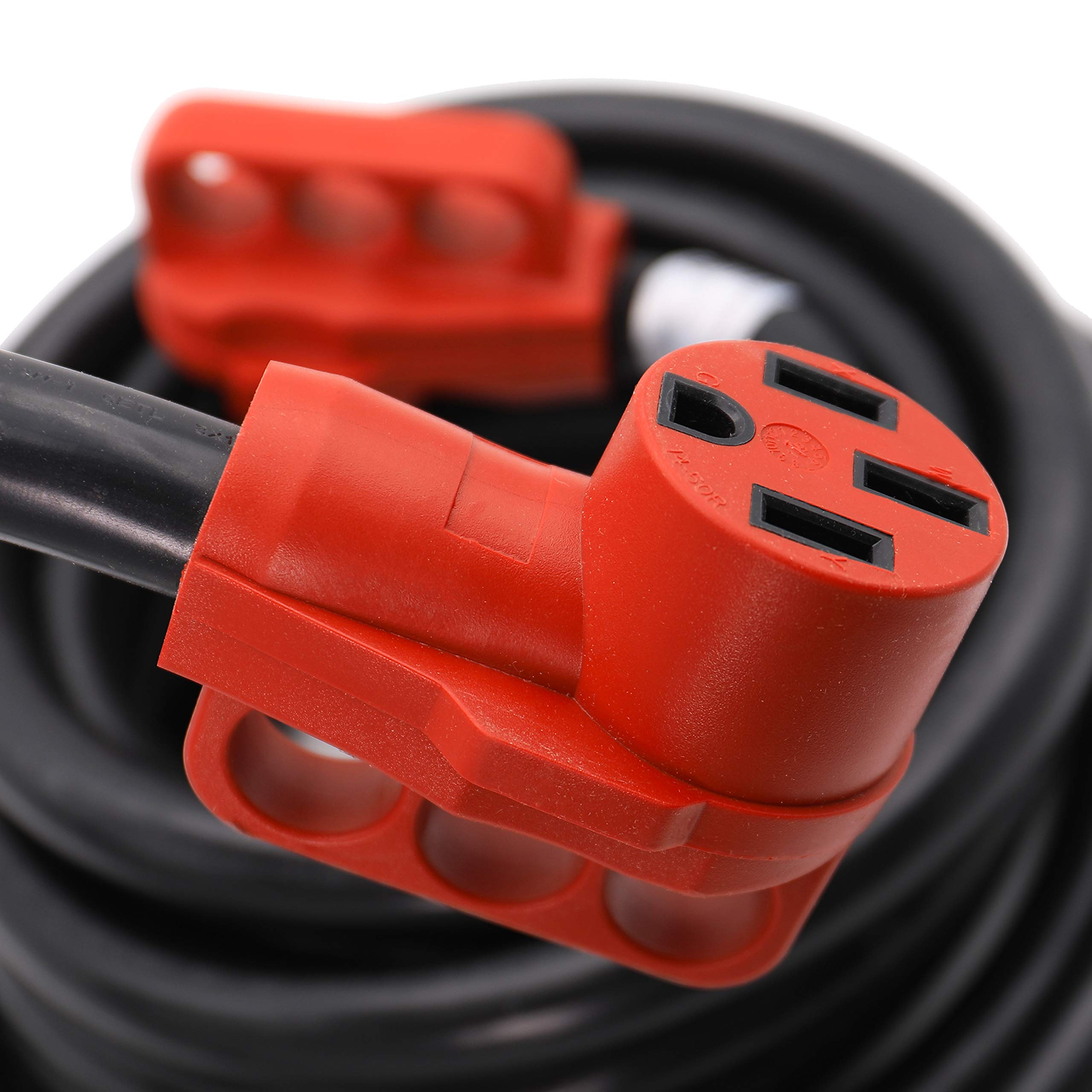 Valterra A10-5025Ed Mighty Cord 50 Amp Detachable Power Cord With Handle - 25', Red