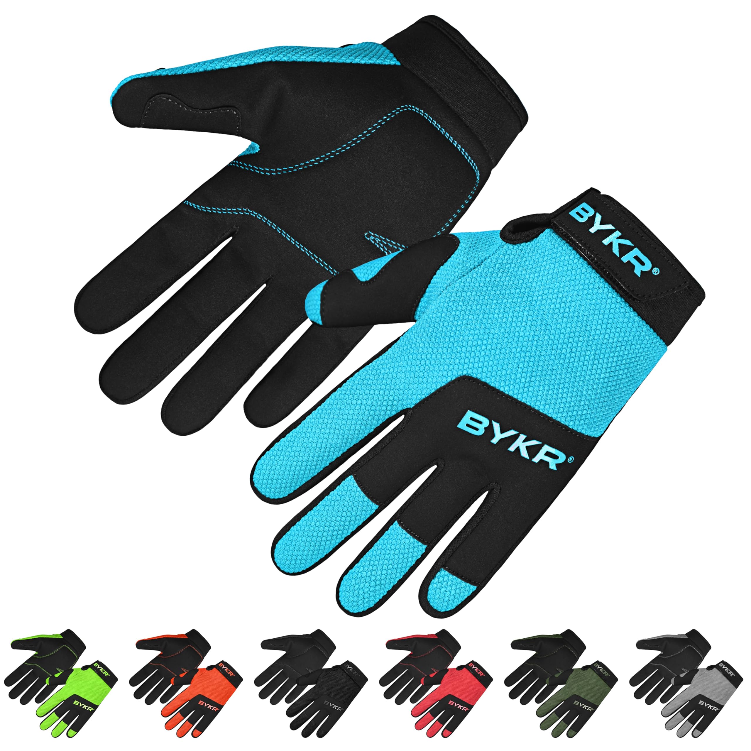 Bykr All-Weather Motorcycle Gloves For Men & Women - Protection For Dirt Bike, Bmx, Mx, And Atv Riding - Blue L