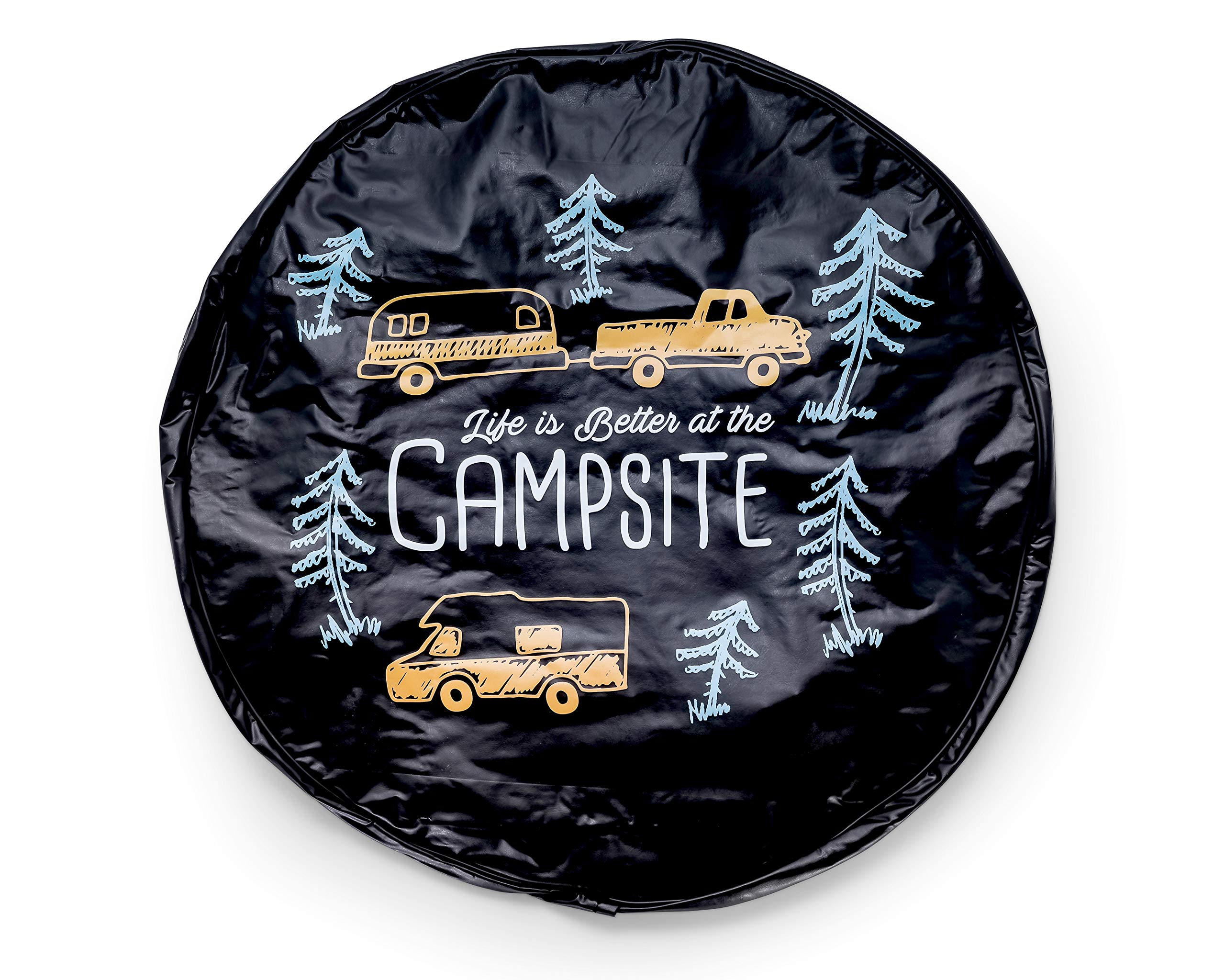 Camco Life Is Better At Campsite 27 Vinyl Cover With Elastic Hem-Durable Design Keeps Dirt, Rain, And Sun Away From Your Spare Tire (53292)