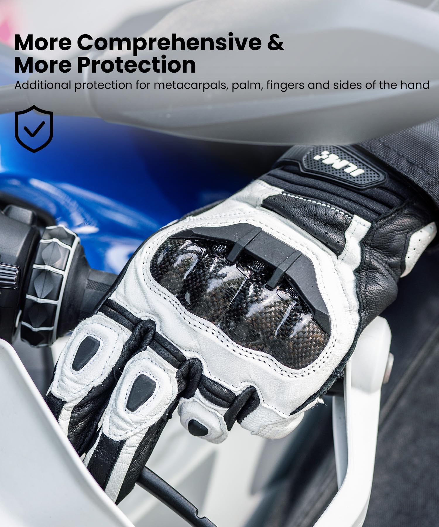 Ilm Air Flow Leather Motorcycle Gloves Touchscreen For Men And Women Model-Grc01 (Xxl, White)