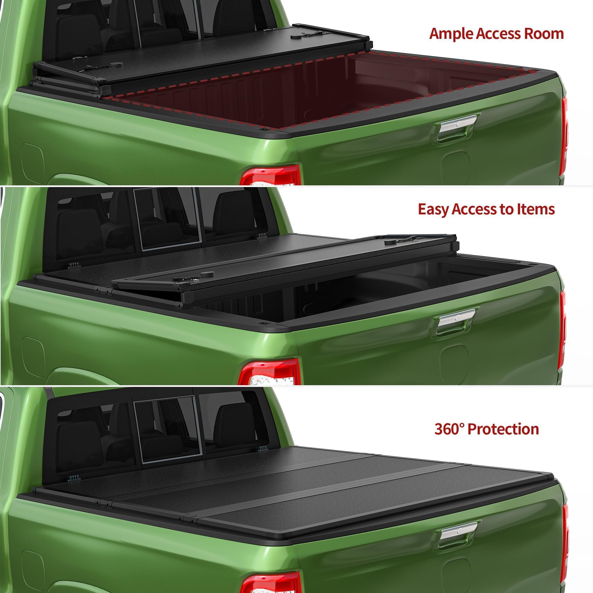 Yitamotor Frp Hard Tri-Fold Truck Bed Tonneau Cover Fits For Dodge Ram 2500 3500 2003-2024, 6.4 Ft Bed Without Rambox