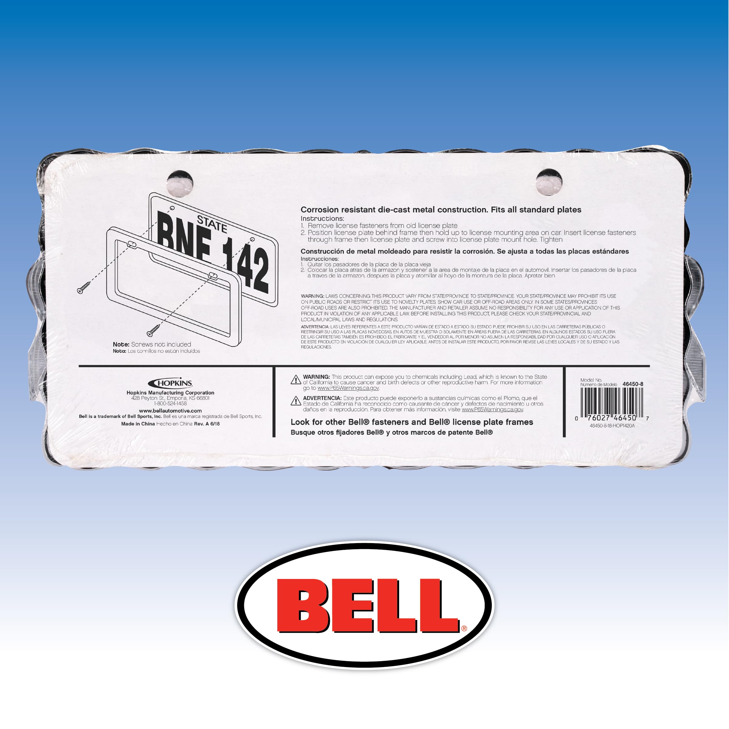 Bell Automotive Universal License Plate Frame - Pink Breast Cancer Awareness, Metal, One Size, Model 22-1-46450-8