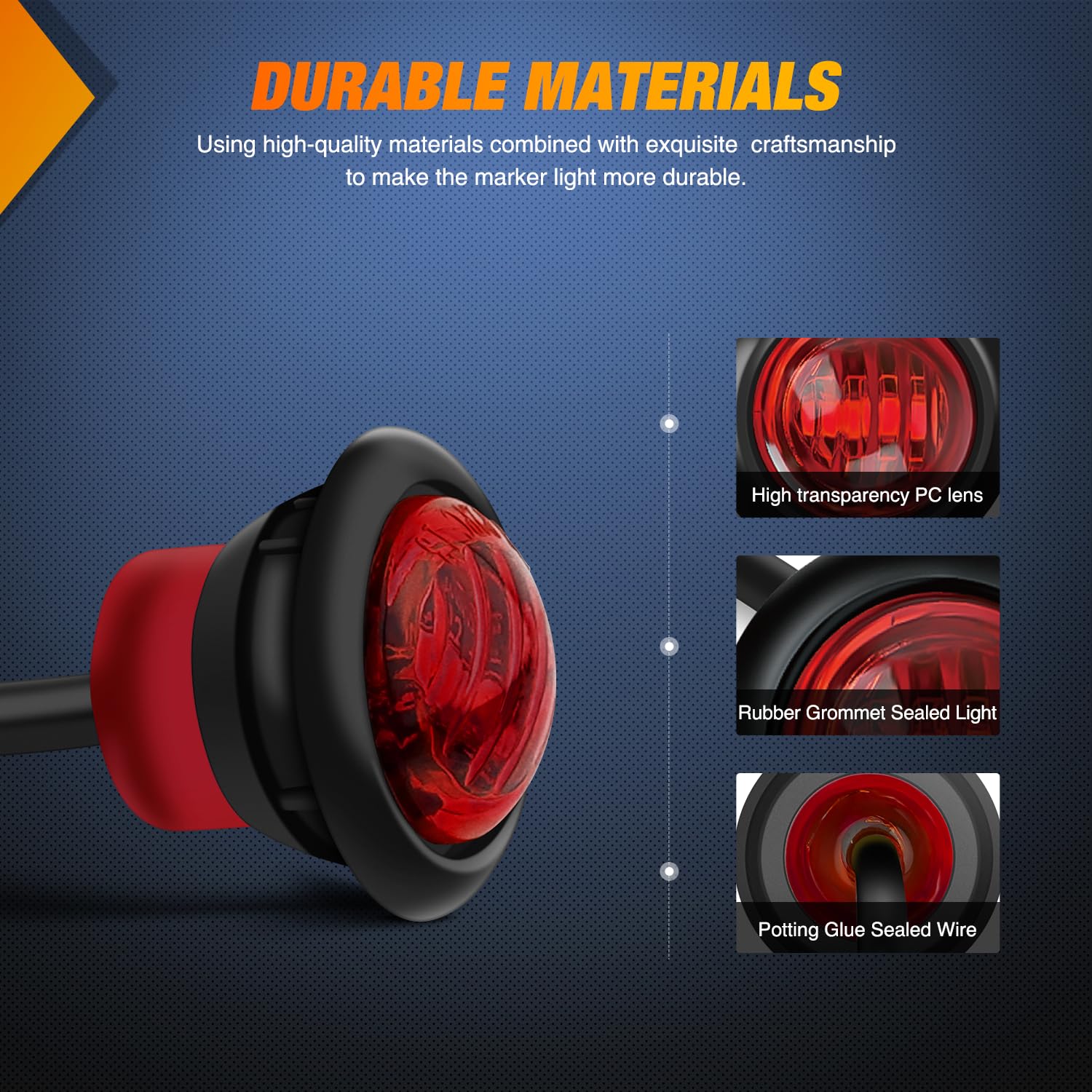 Nilight 3/4Inch Round Marker Light 10Pcs Red Led Clearance 2 Connectors Side Indicator Bullet Lights Ip68 Waterproof For Trailer