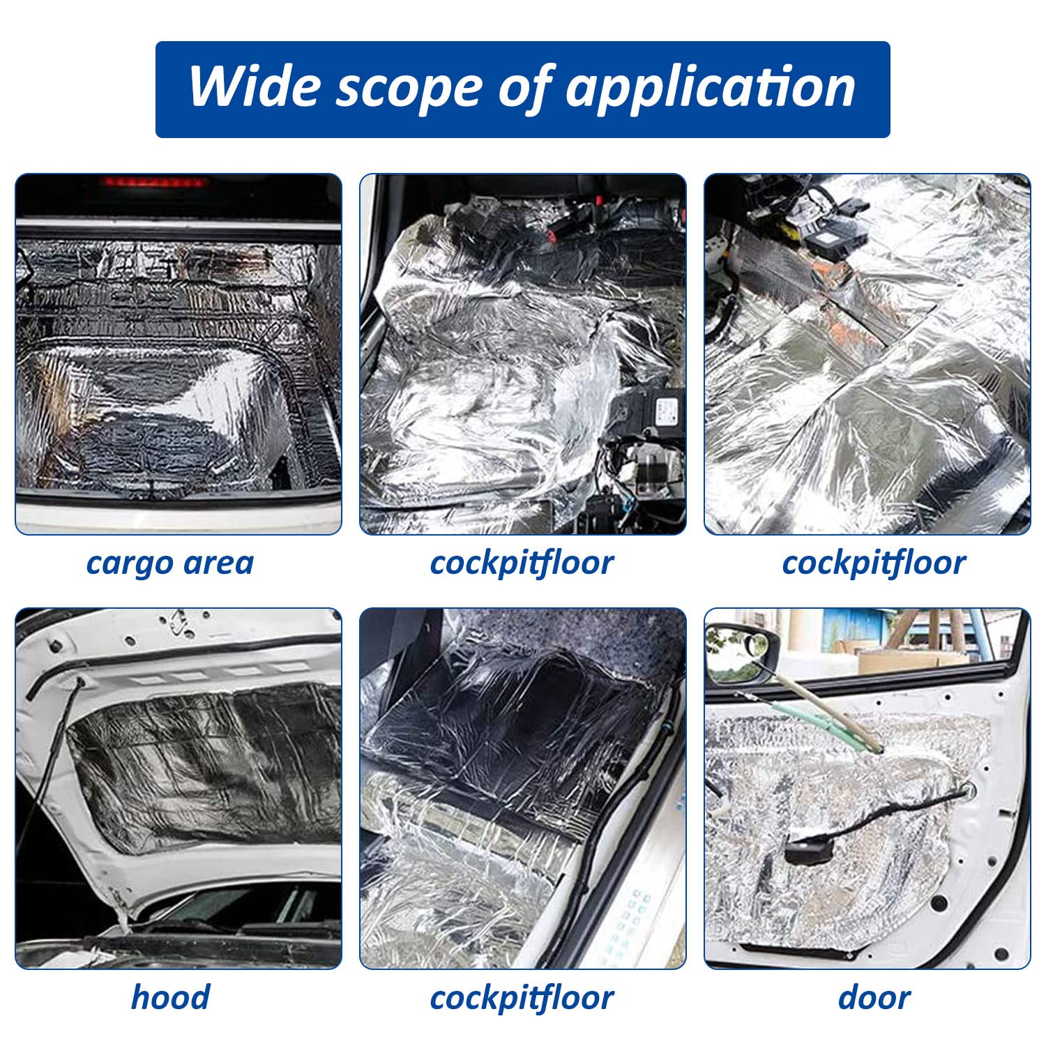 Car Heat Sound Deadening Insulation Mat, 394Mil 10.76Sqft Sound Deadener & Heat Insulation Pad For Auto Hood Engine Roof Door And Trunk - 40 Inch X 40 Inch, Aluminum Foil Finish
