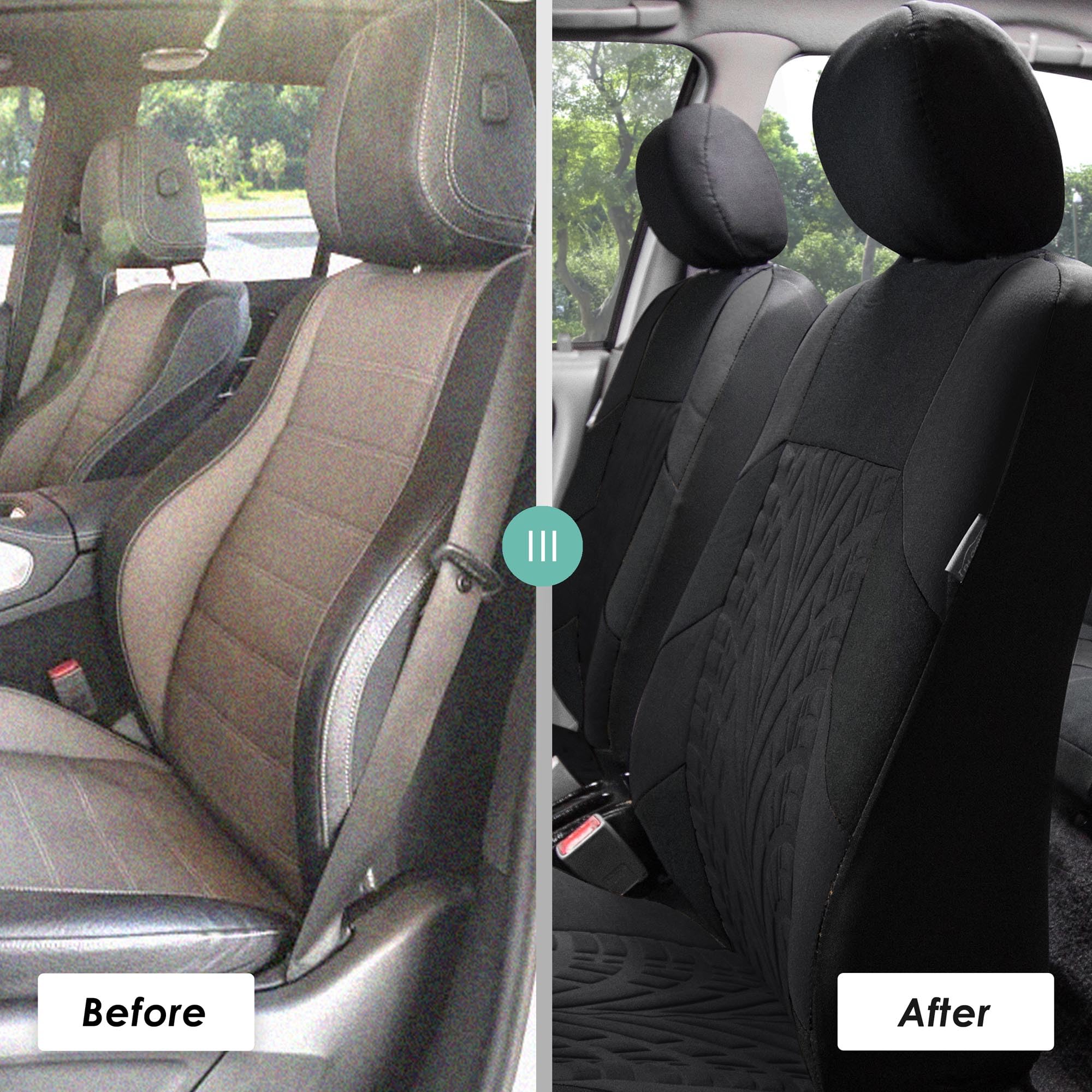 Fh Group Car Seat Covers Front Set Premium Cloth - Covers For Low Back Carseats With Removable Headrest,Universal Fit,Automotive